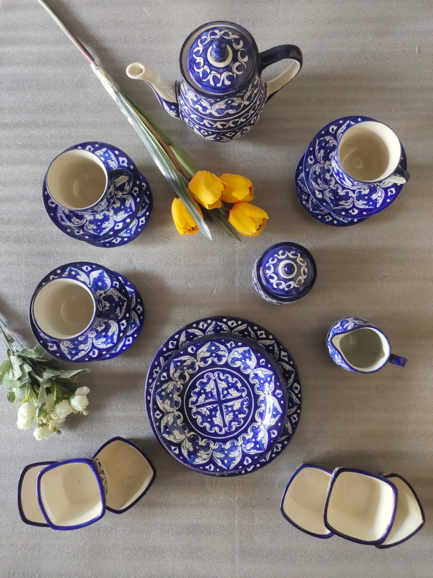 Ceramic Handmade Customized Pottery Breakfast set | Nashta Set | Ceramic Tea set | Side plates | Unique gift for coffee lover |purchase as a set