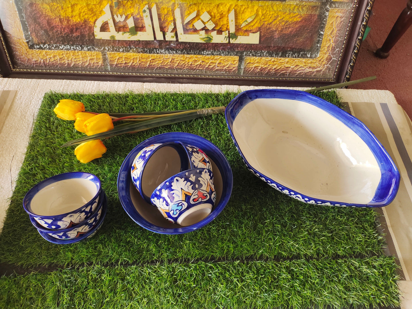 Ceramic Handmade Bundle Deals - Desert Bowl Set(7 pcs set) & Fruit Dish Platter
