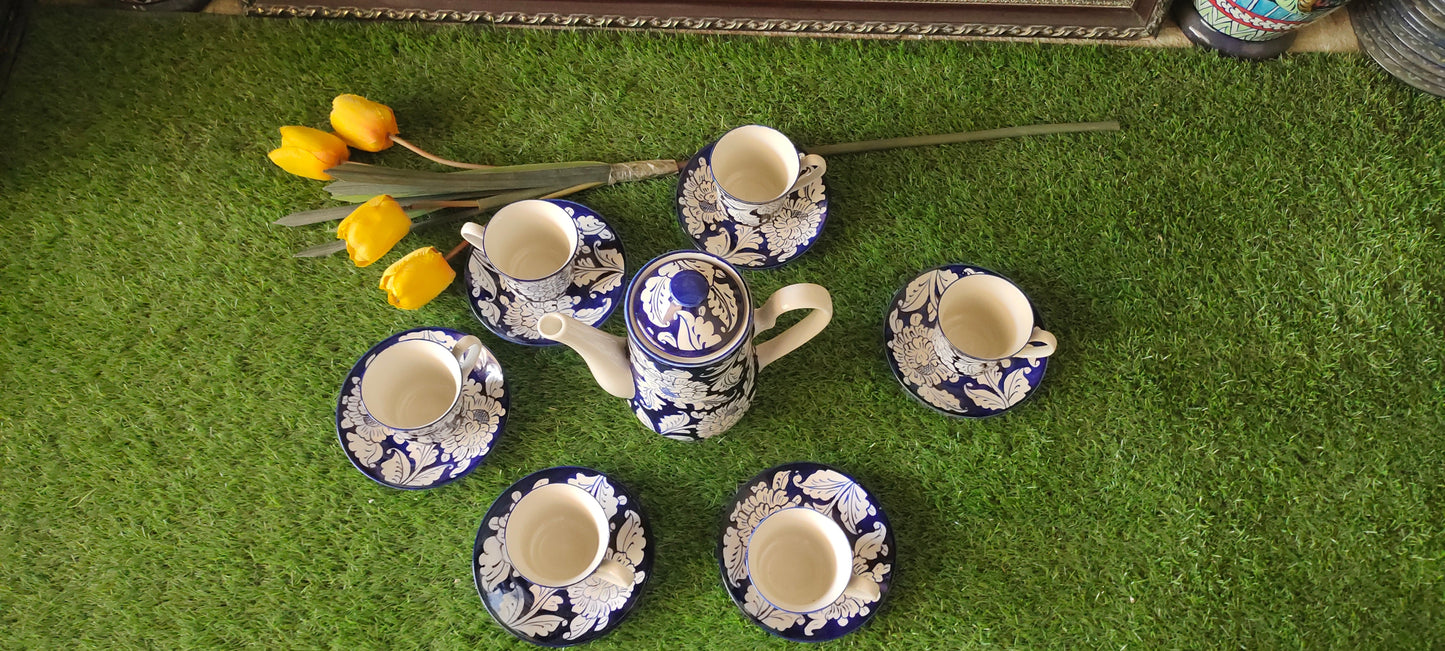 Ceramic Handmade Kahwa Set Complete | 13 Pcs |