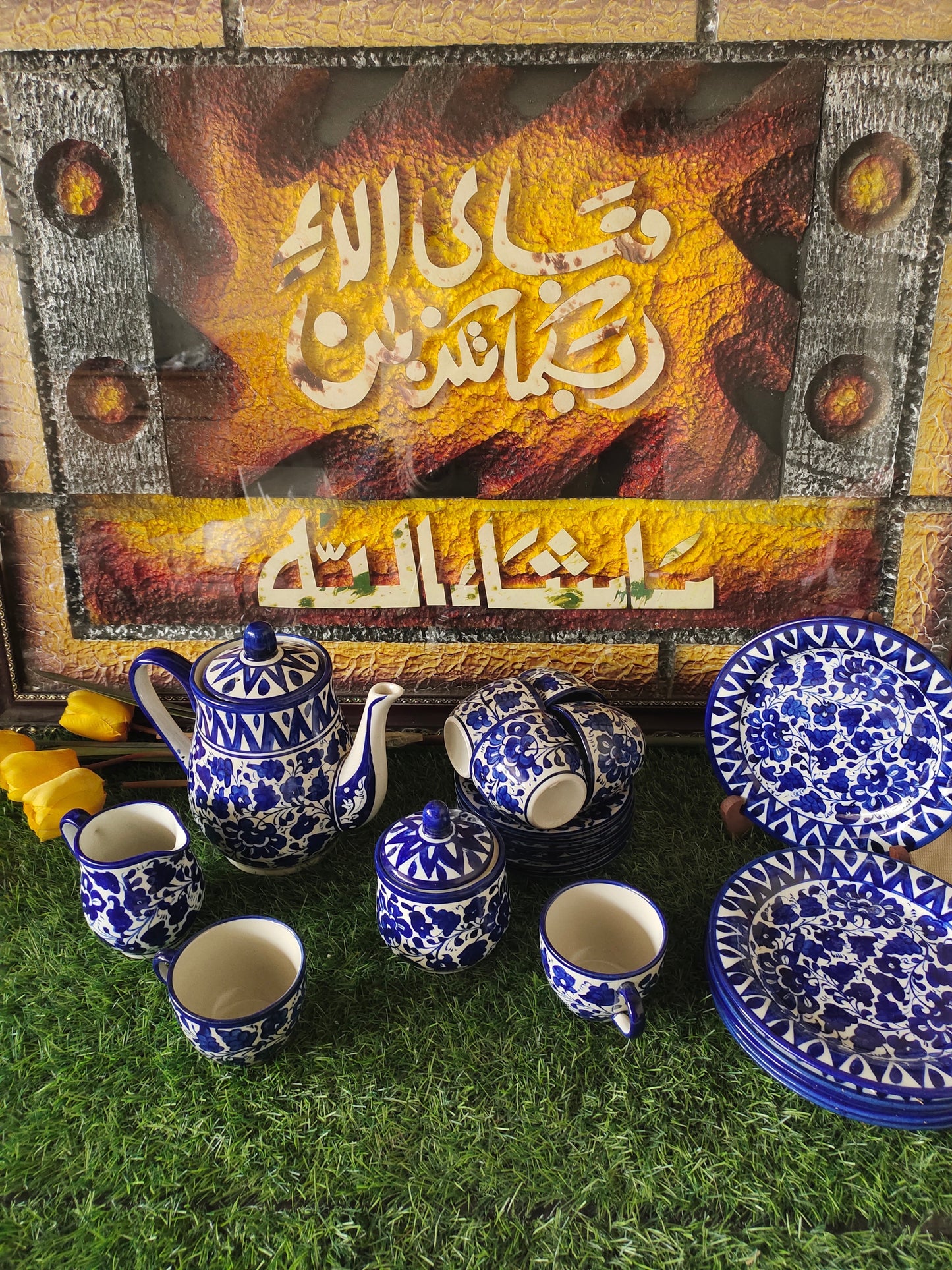 Ceramic Handmade Tea Set with Snack Plates | Quantity 21 Pcs | Serena Design | Nashta Set