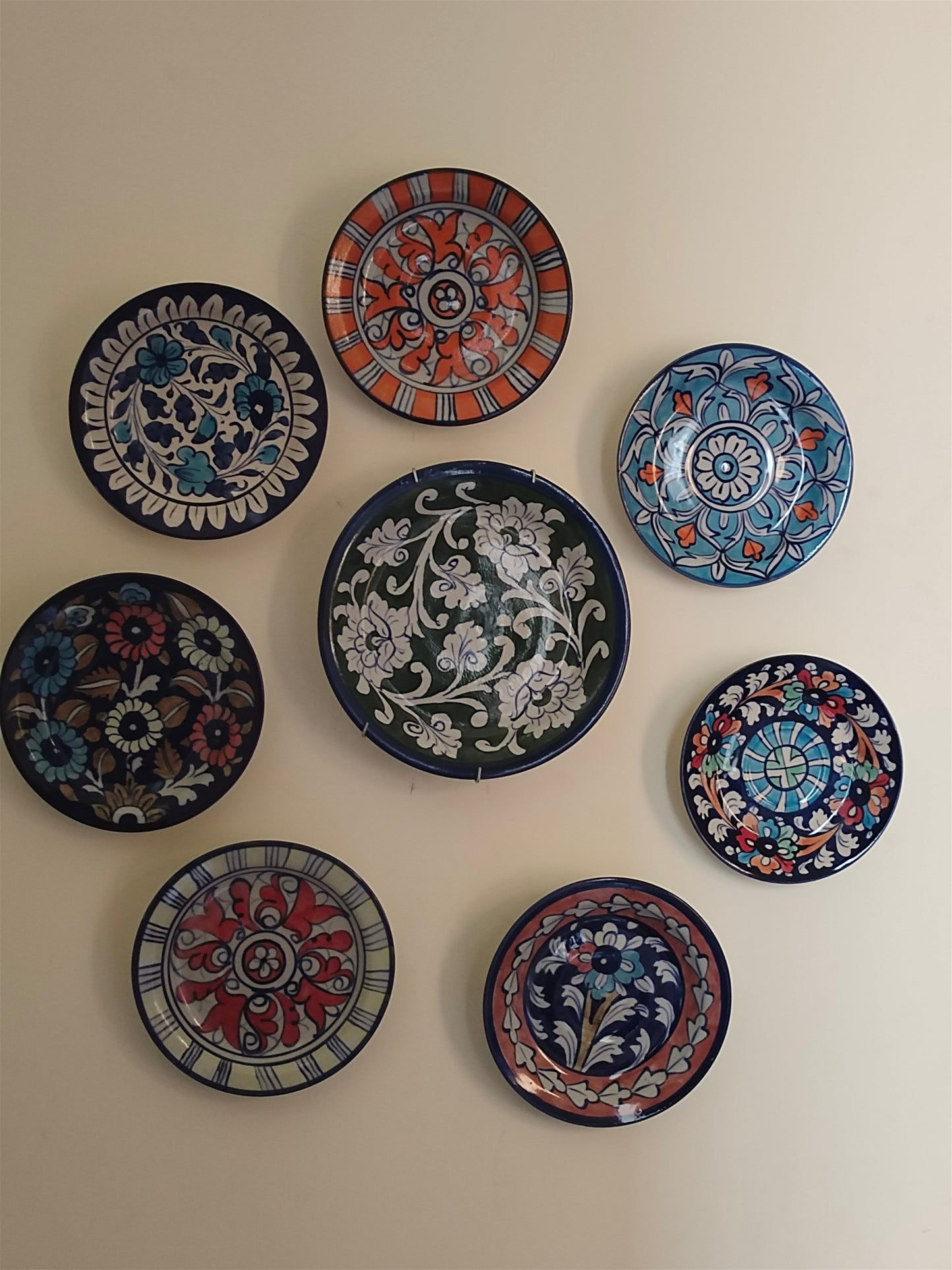 Ceramic Handmade Wall Hanging Plates set | 8 Plates Set