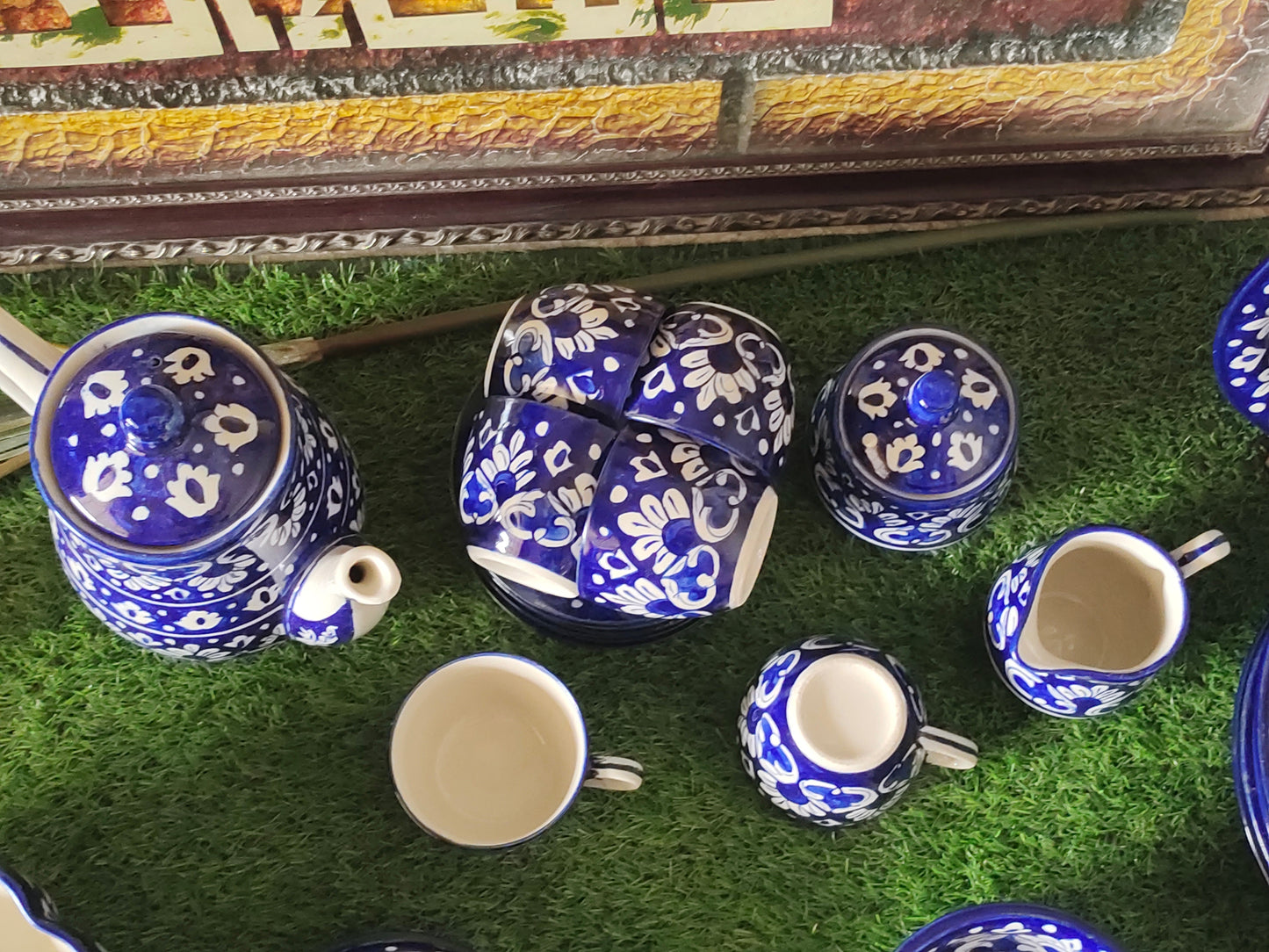 Ceramic Handmade Dinner Set |6 Men Set | Qty 49 pcs | Khaadi Blue Design