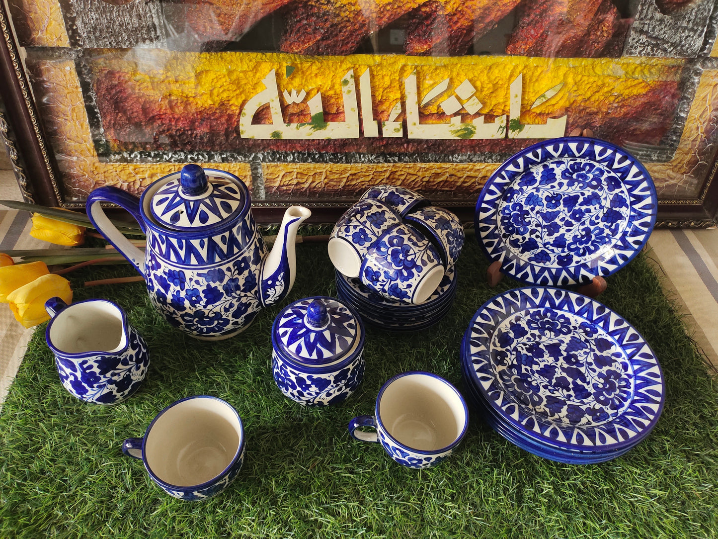 Ceramic Handmade Tea Set with Snack Plates | Quantity 21 Pcs | Serena Design | Nashta Set