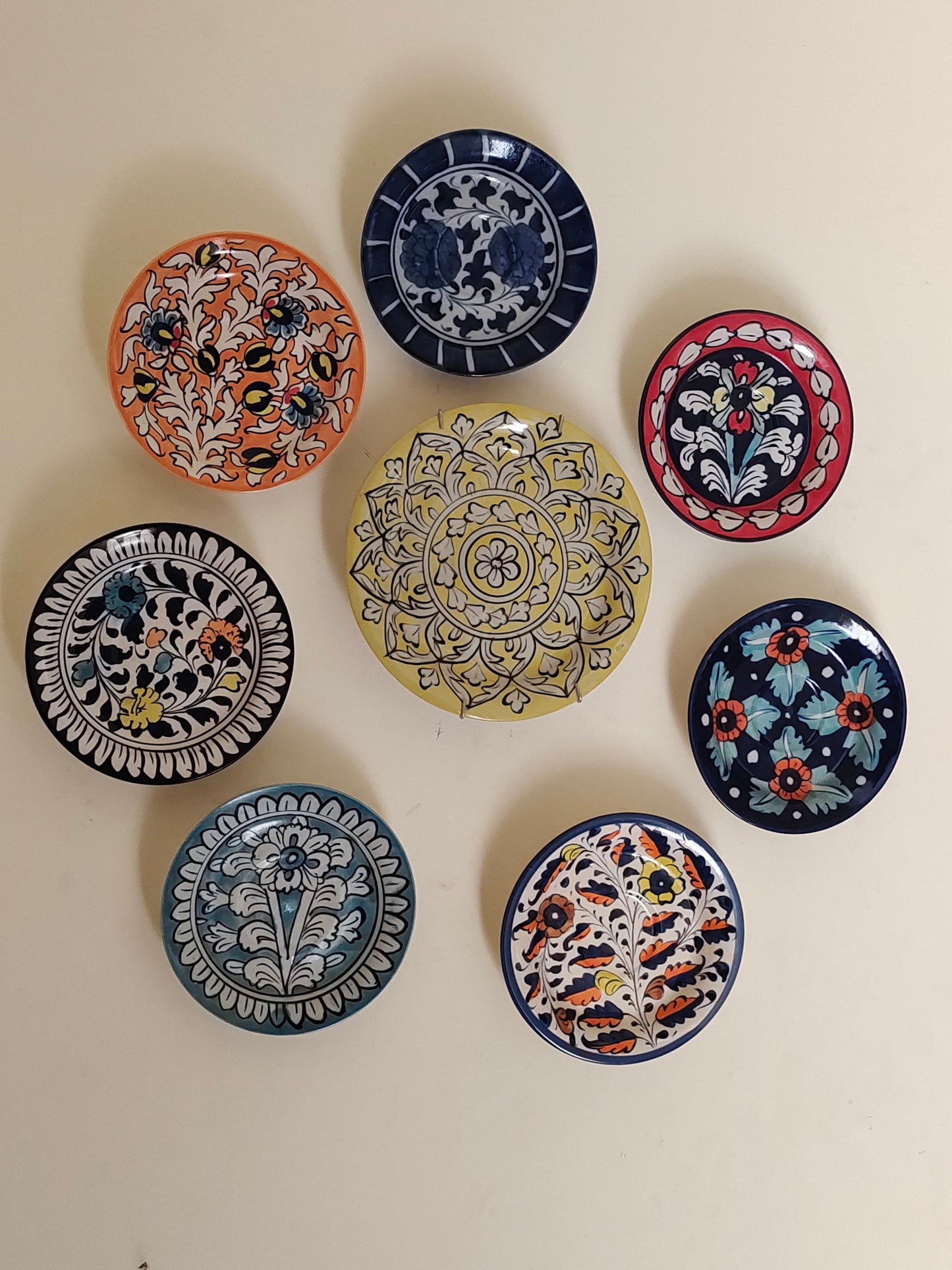 Ceramic Handmade Wall Hanging Set | 8 Plates Set | Wall Art