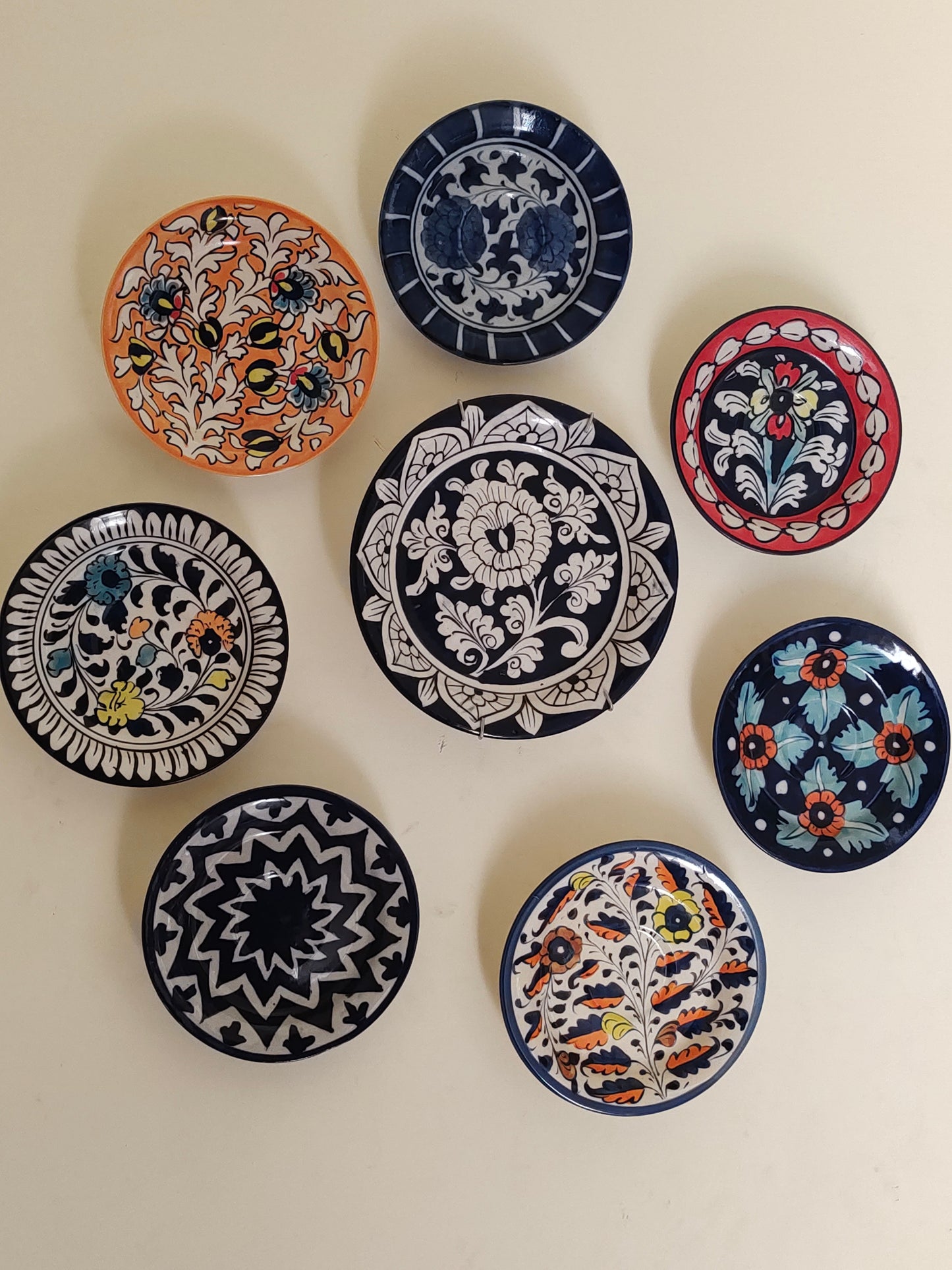 Ceramic Handmade Wall Hanging Set | 8 Plates Set | Wall Art
