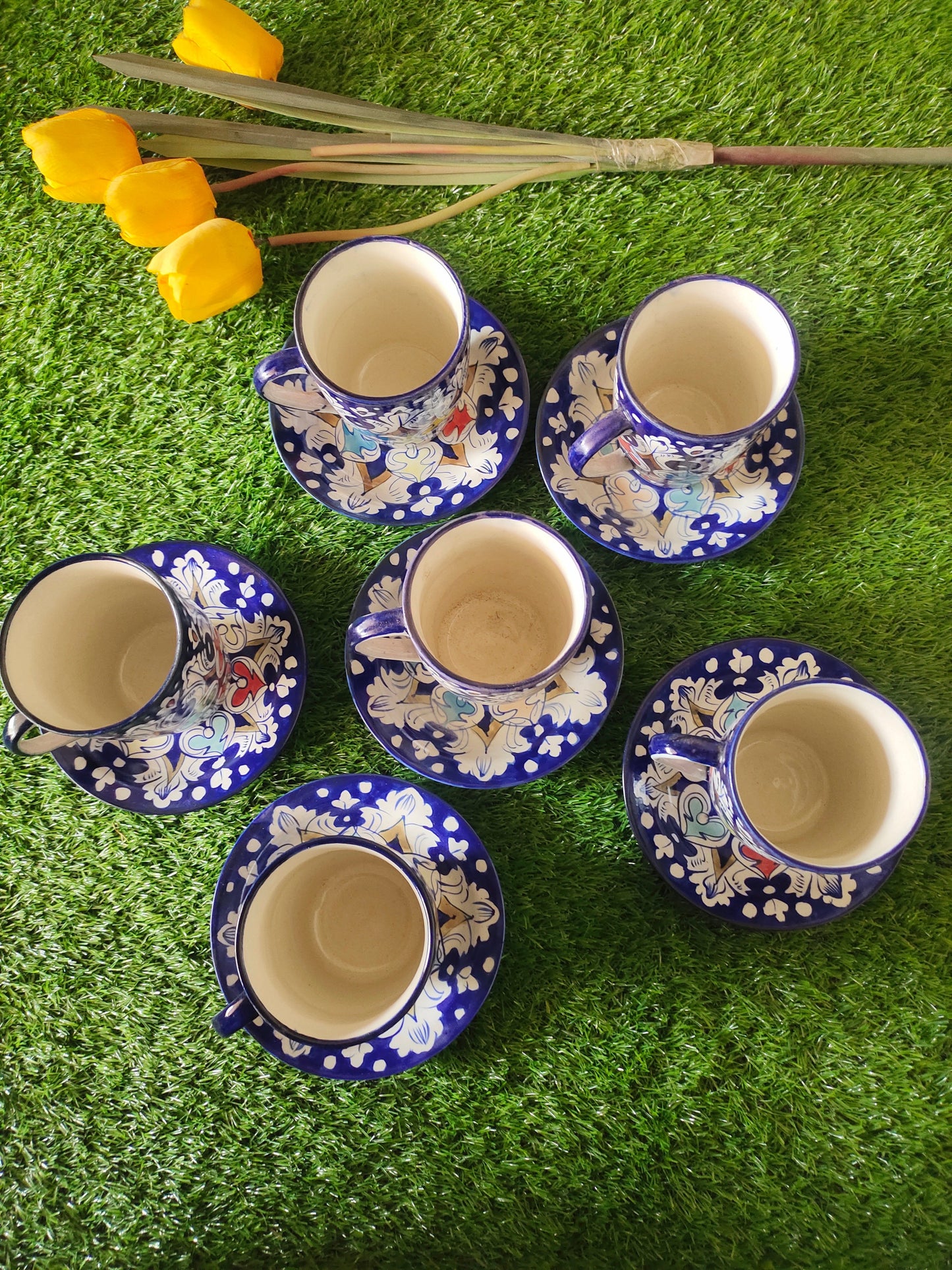 Ceramic Handmade Tea Mugs with Saucer Plates