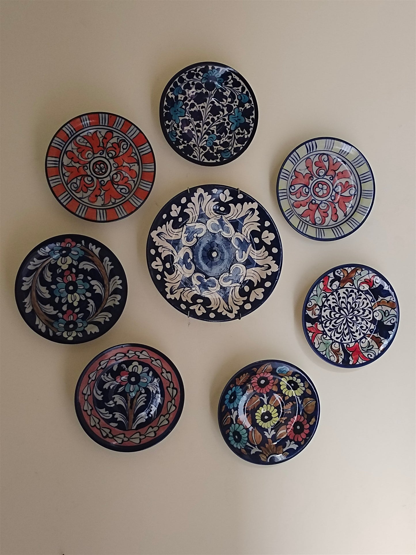 Ceramic Handmade Wall Hanging Plates set | 8 pcs set
