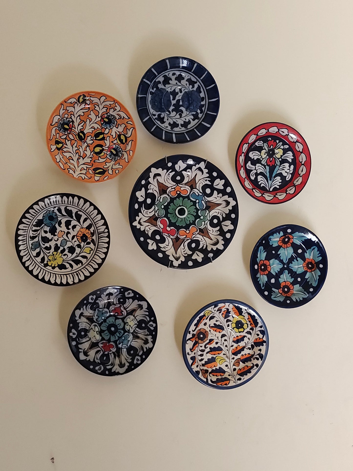 Ceramic Handmade Wall Hanging Set | 8 Plates Set | Wall Art