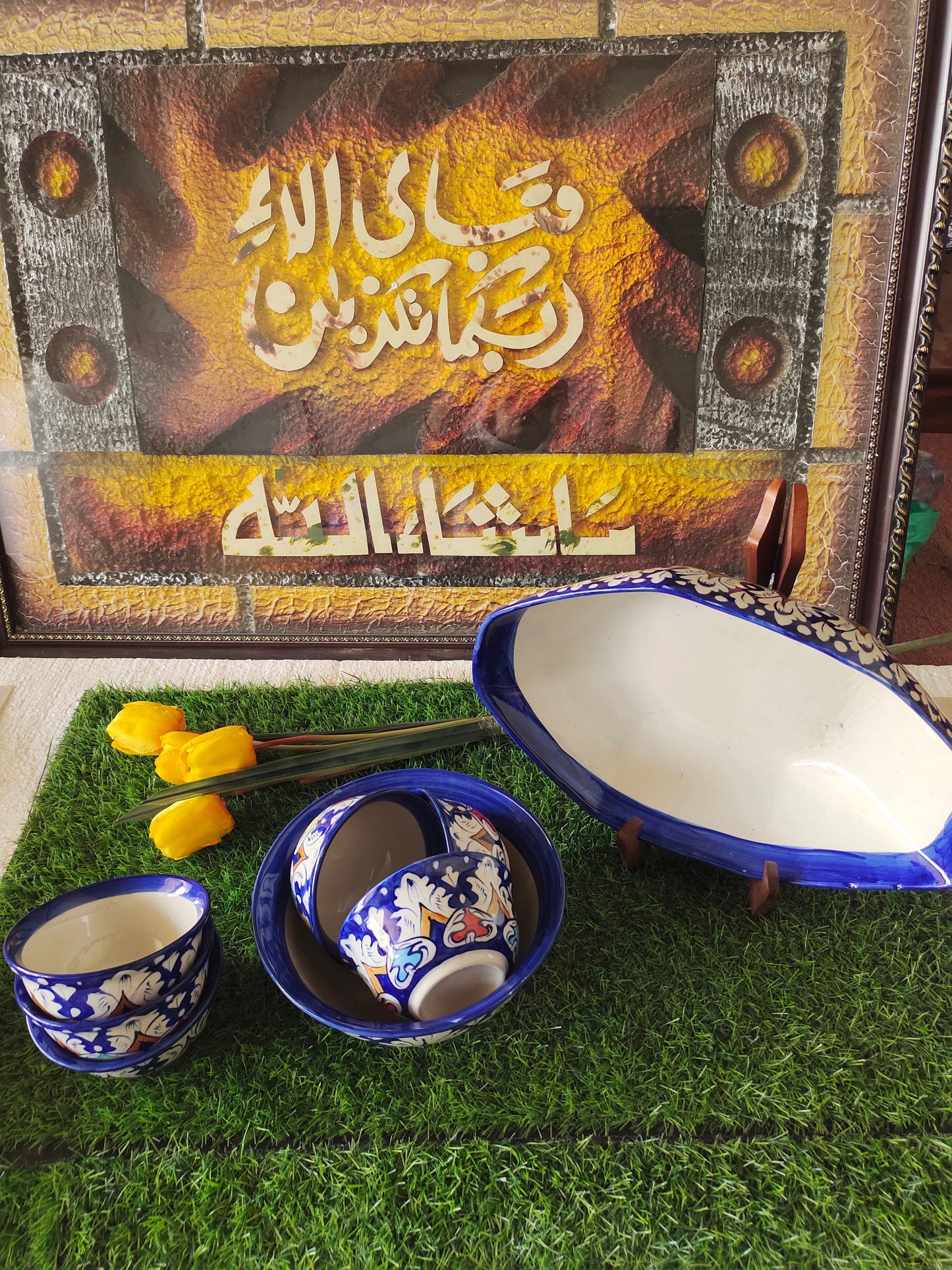 Ceramic Handmade Bundle Deals - Desert Bowl Set(7 pcs set) & Fruit Dish Platter