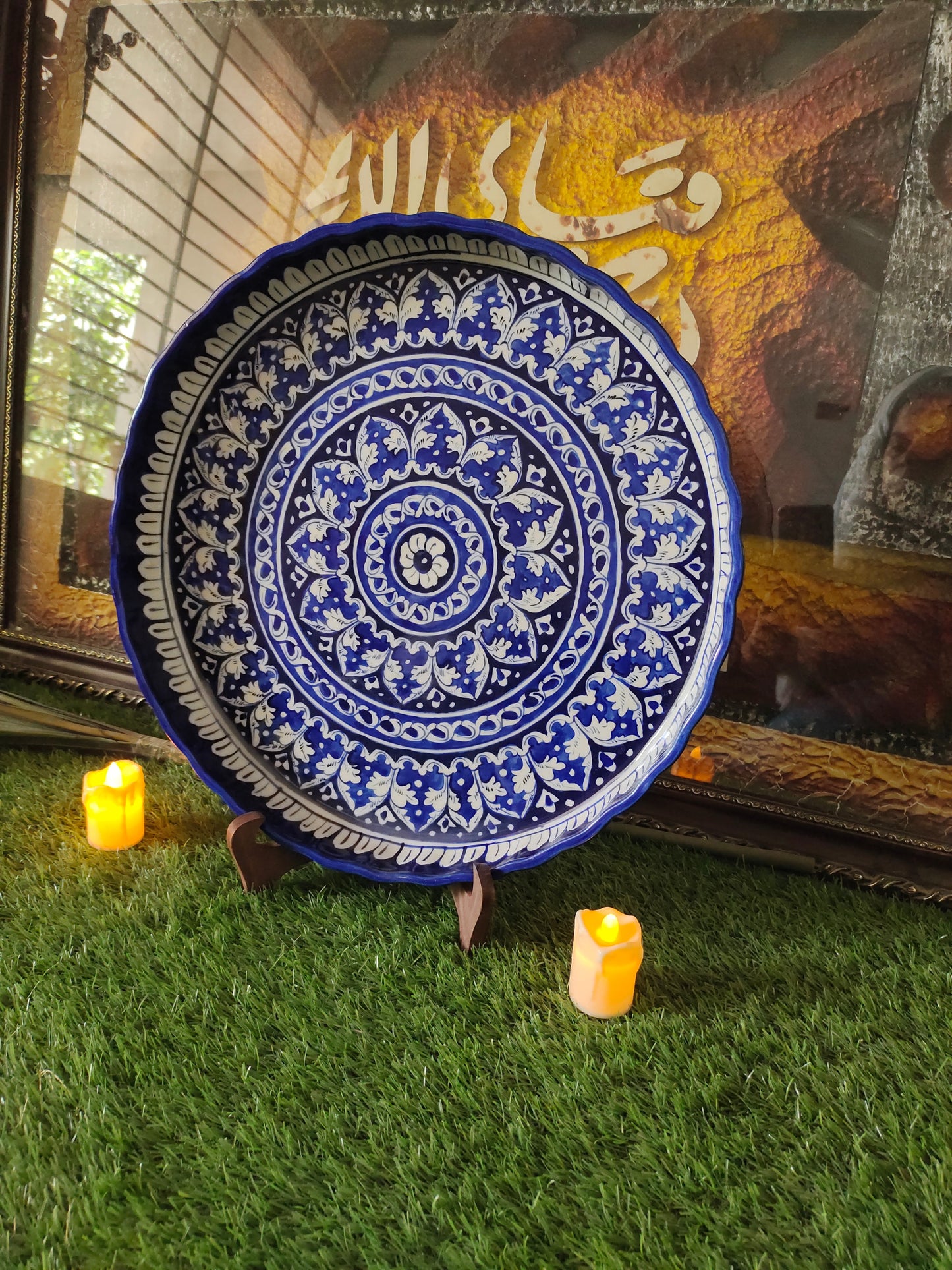 Ceramic Handmade Pizza Platter Large Dish | Size 15 inch