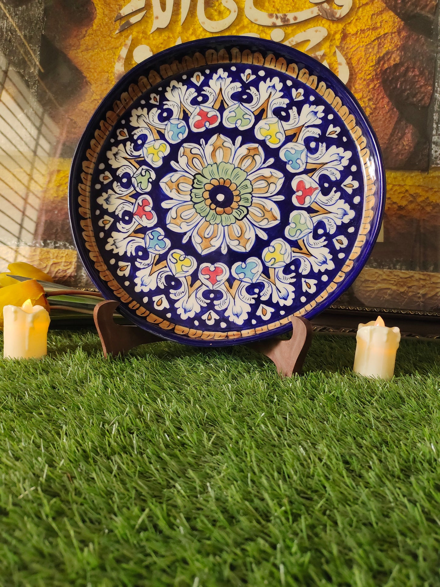 Ceramic Handmade Pizza Platter Dish | Size 12 inch | TRD Multi Design