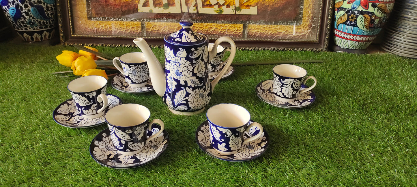 Ceramic Handmade Kahwa Set Complete | 13 Pcs |