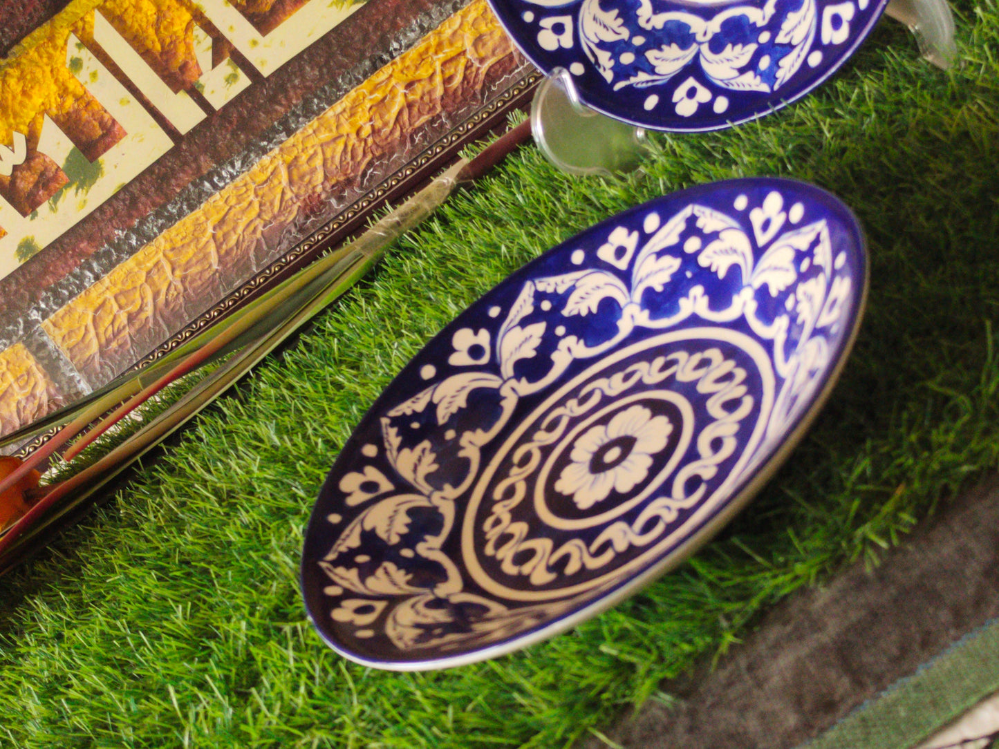 Ceramic Handmade Blue Deep Plate | Size 8 inch | Ghauri Design