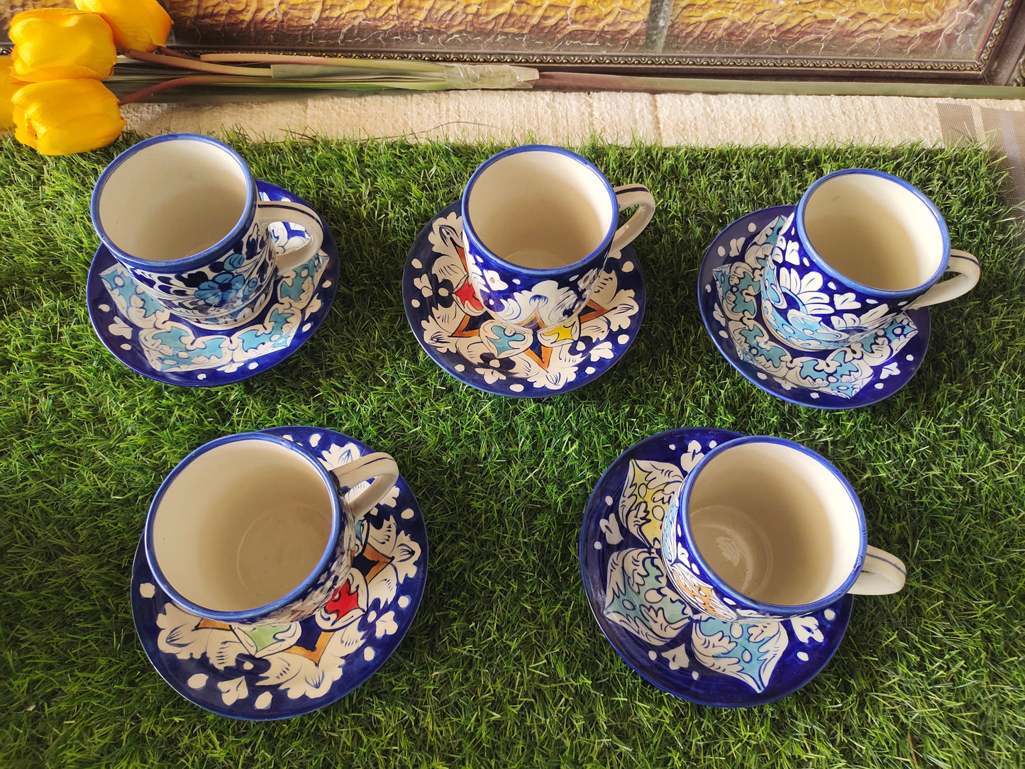 Ceramic Handmade Tea Mug with Saucer Plate