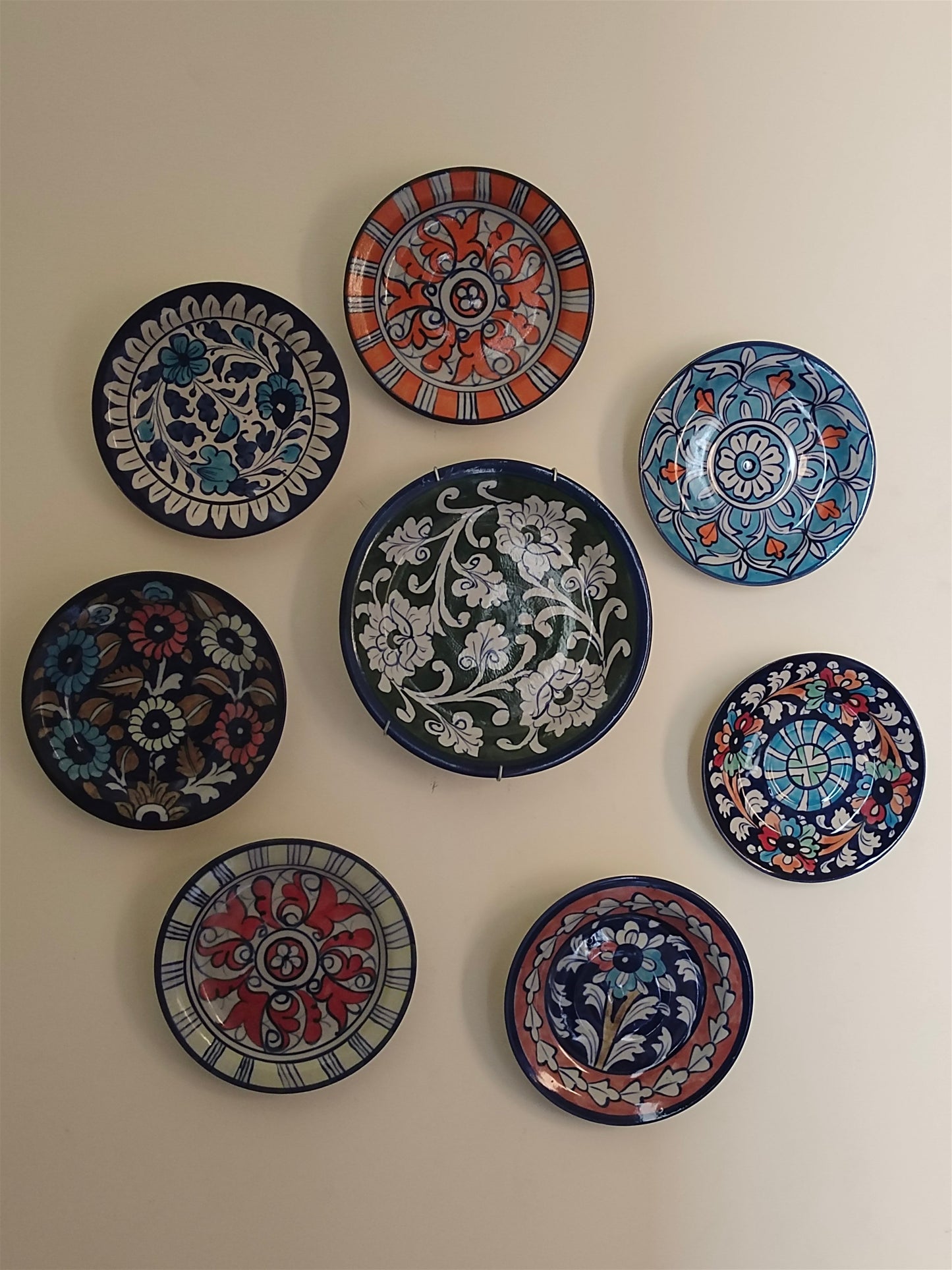 Ceramic Handmade Wall Hanging Plates set | 8 Plates Set