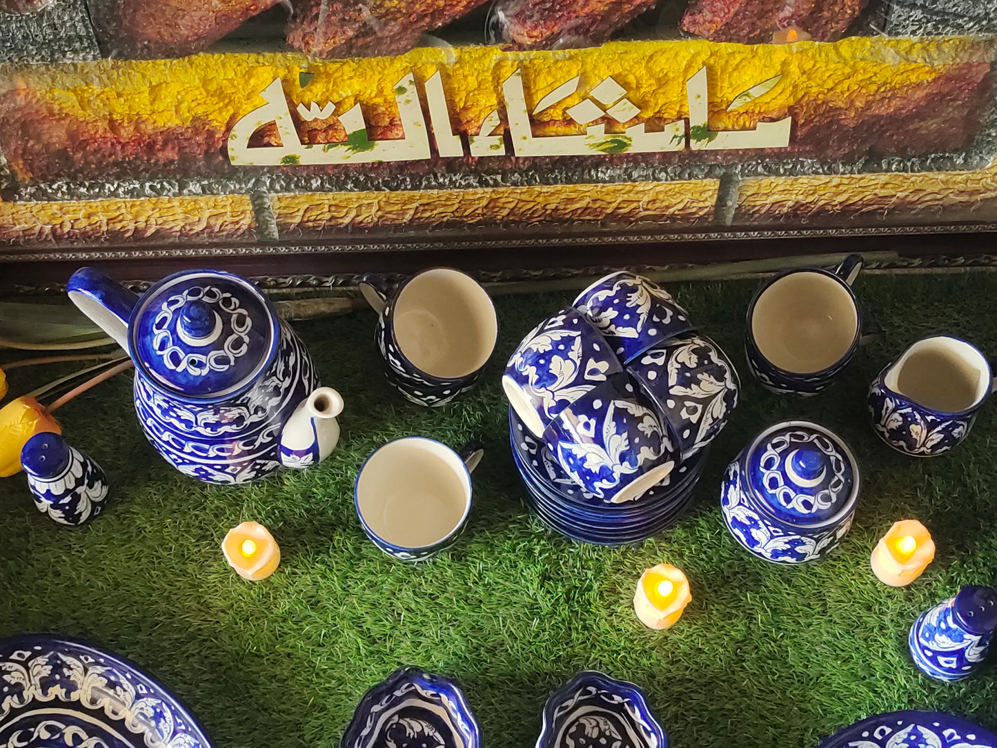 Ceramic Handmade Tea Set | 6 Men Set | 15 Pcs | Ghauri Design