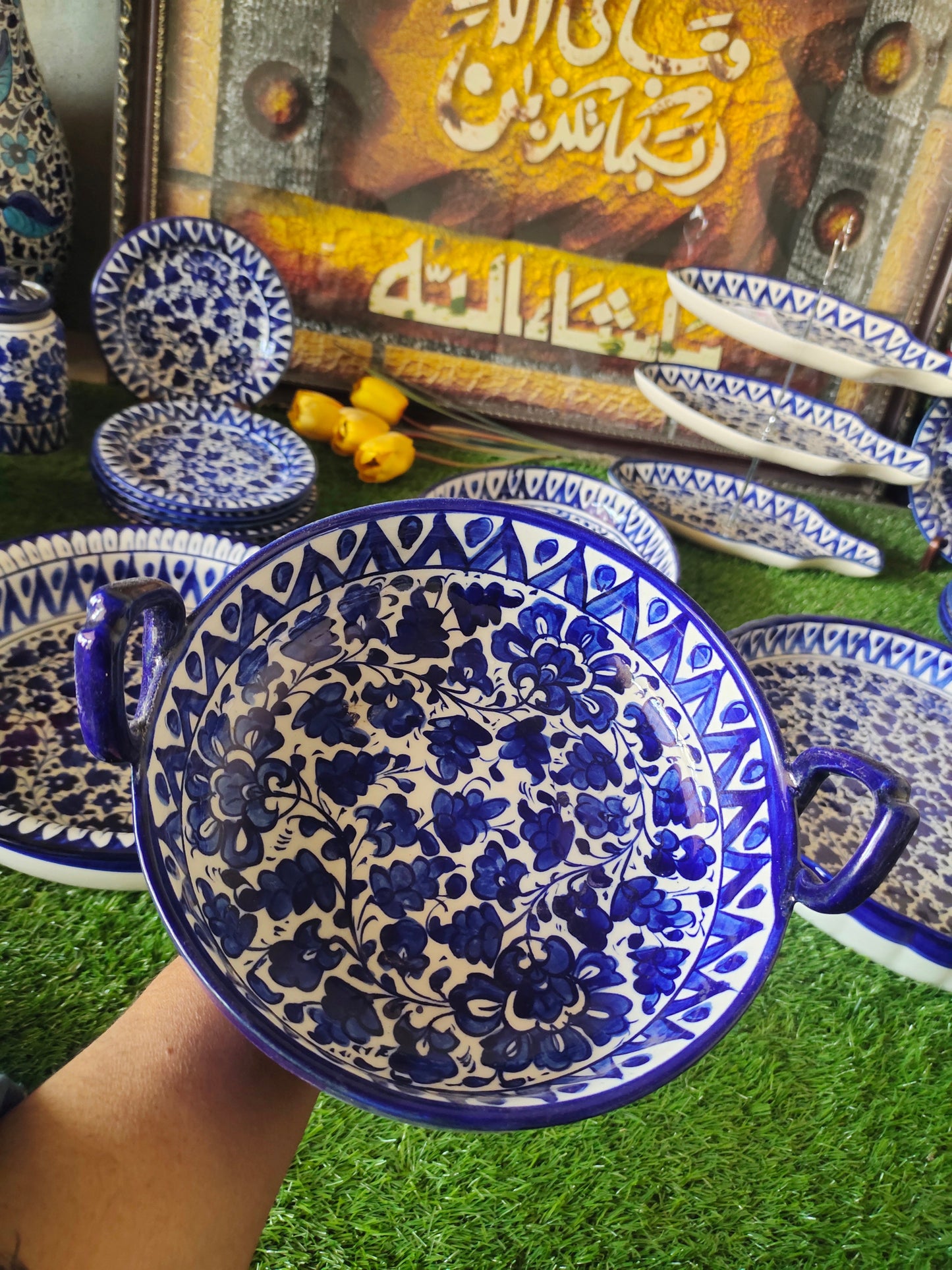 Ceramic Handmade Handle Karahi | Serving Dish size 9 inch
