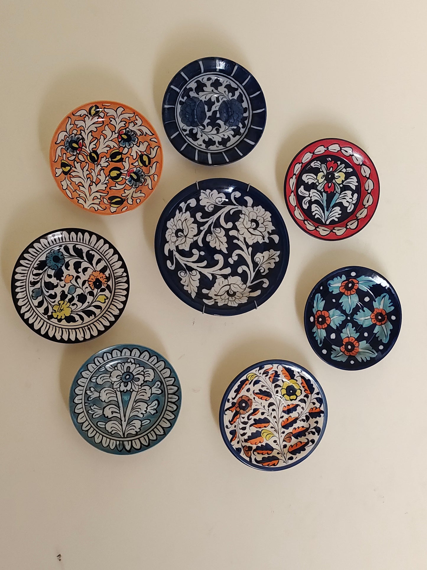 Ceramic Handmade Wall Hanging Set | 8 Plates Set | Wall Art