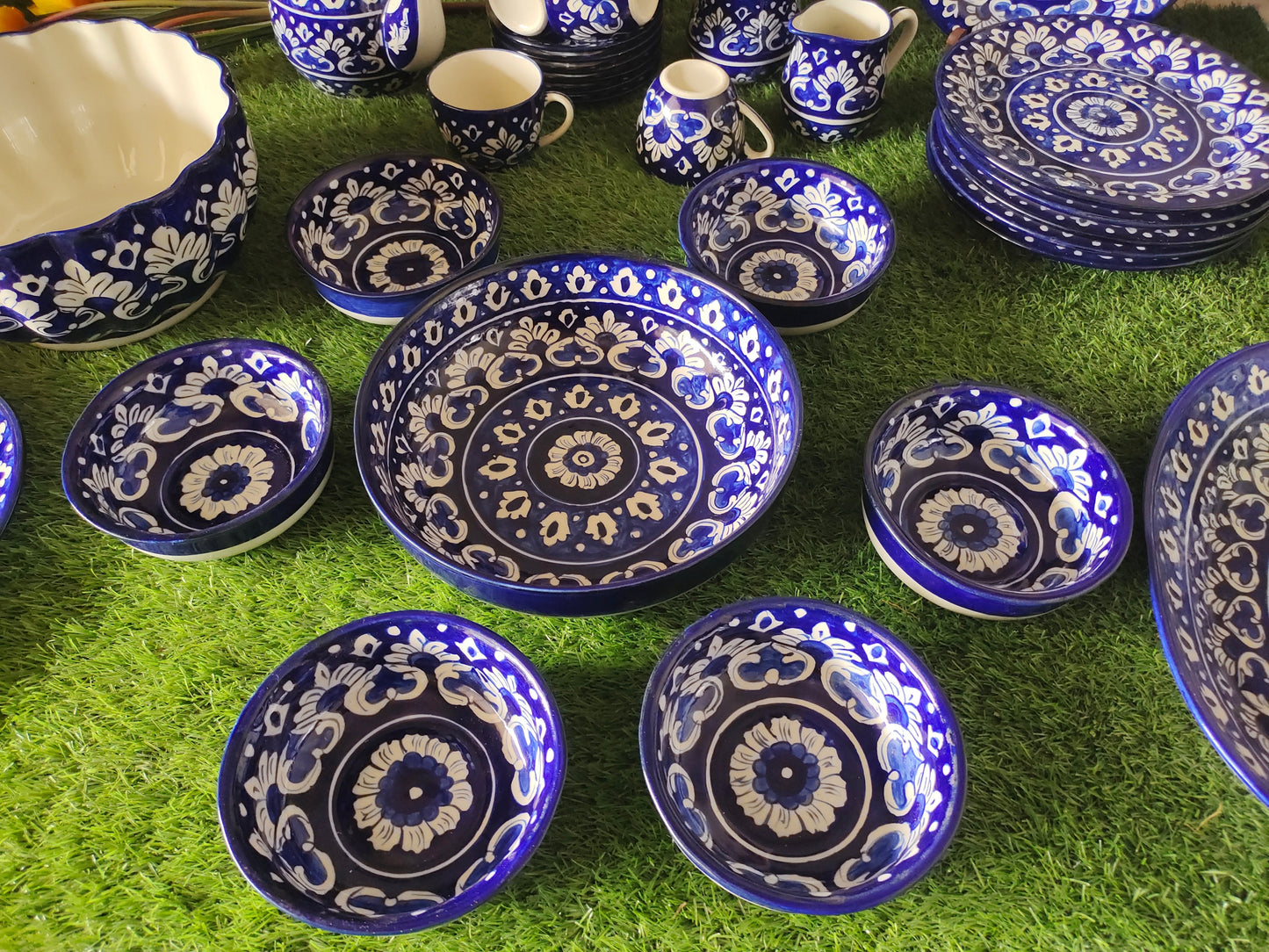 Ceramic Handmade Dinner Set |6 Men Set | Qty 49 pcs | Khaadi Blue Design