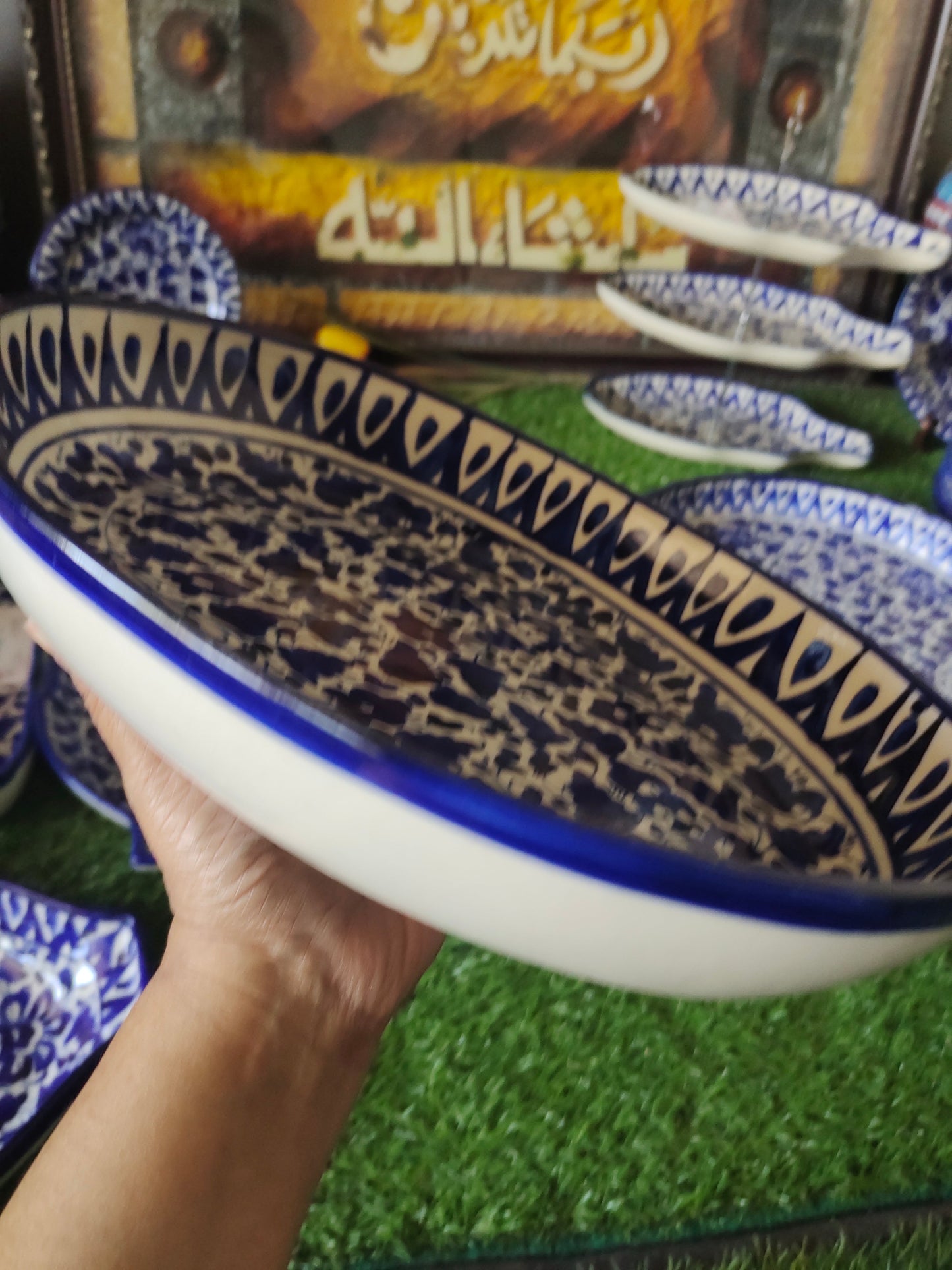 Ceramic Handmade Deep size Oval Serena Rice Platter | Size 13 inch