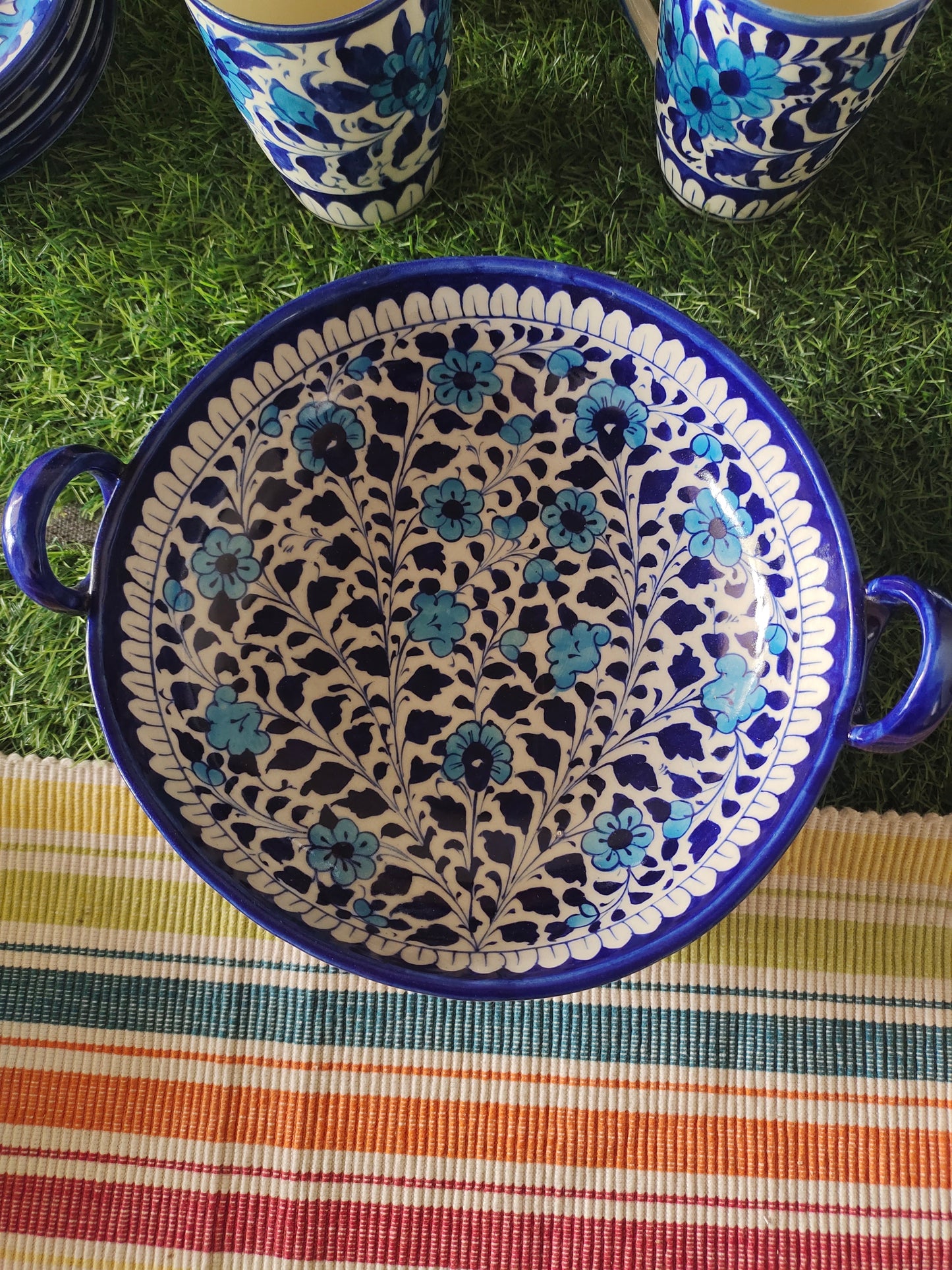 Ceramic Handmade Handle Karahi - Multani Design Handmade | Size 9 inch