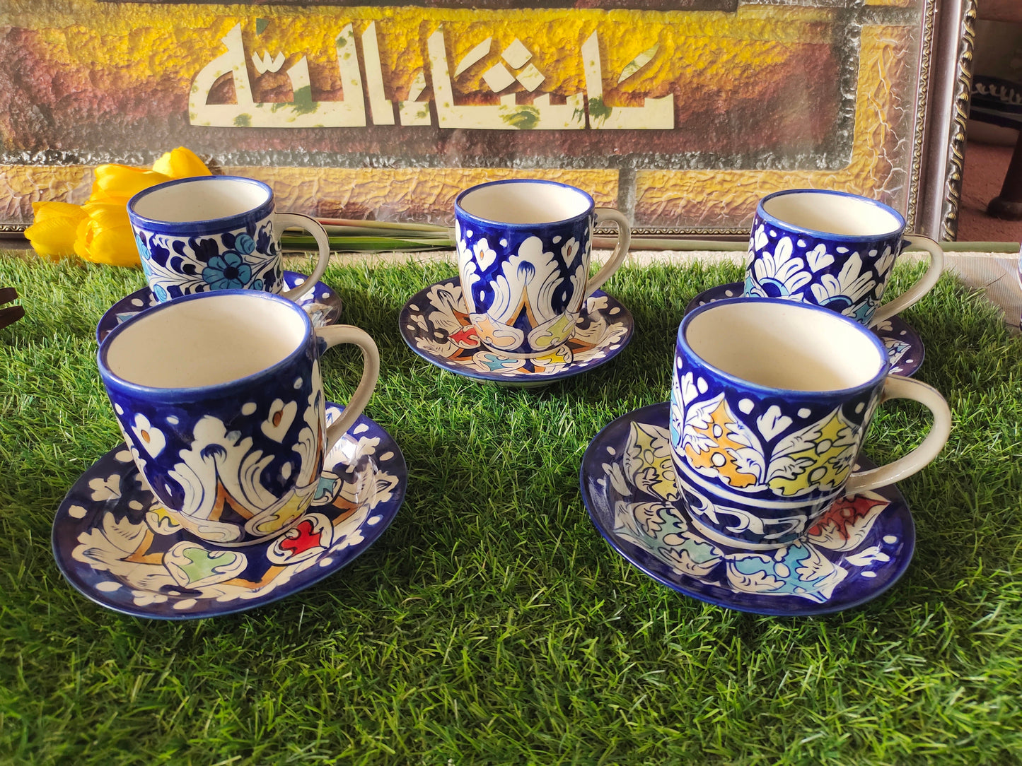 Ceramic Handmade Tea Mug with Saucer Plate