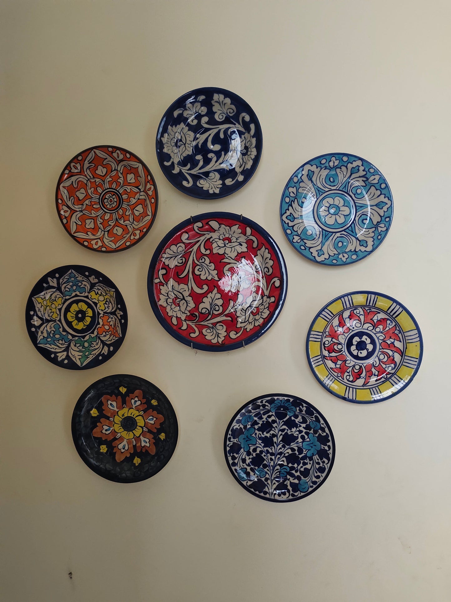 Ceramic Handmade Plate Set | Calligraphy Wall Art | Wall Art | 8 pcs set