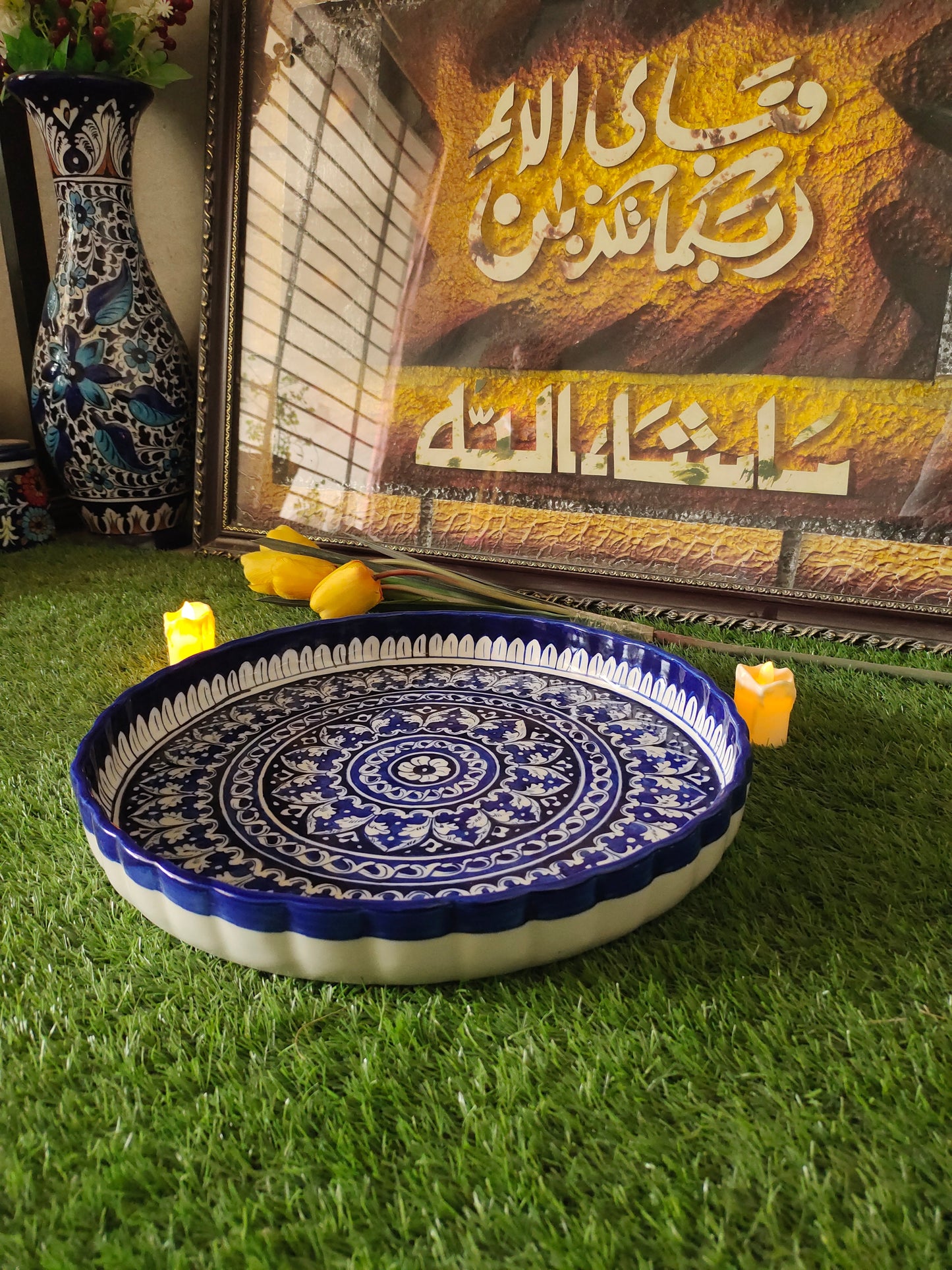 Ceramic Handmade Pizza Platter Large Dish | Size 15 inch