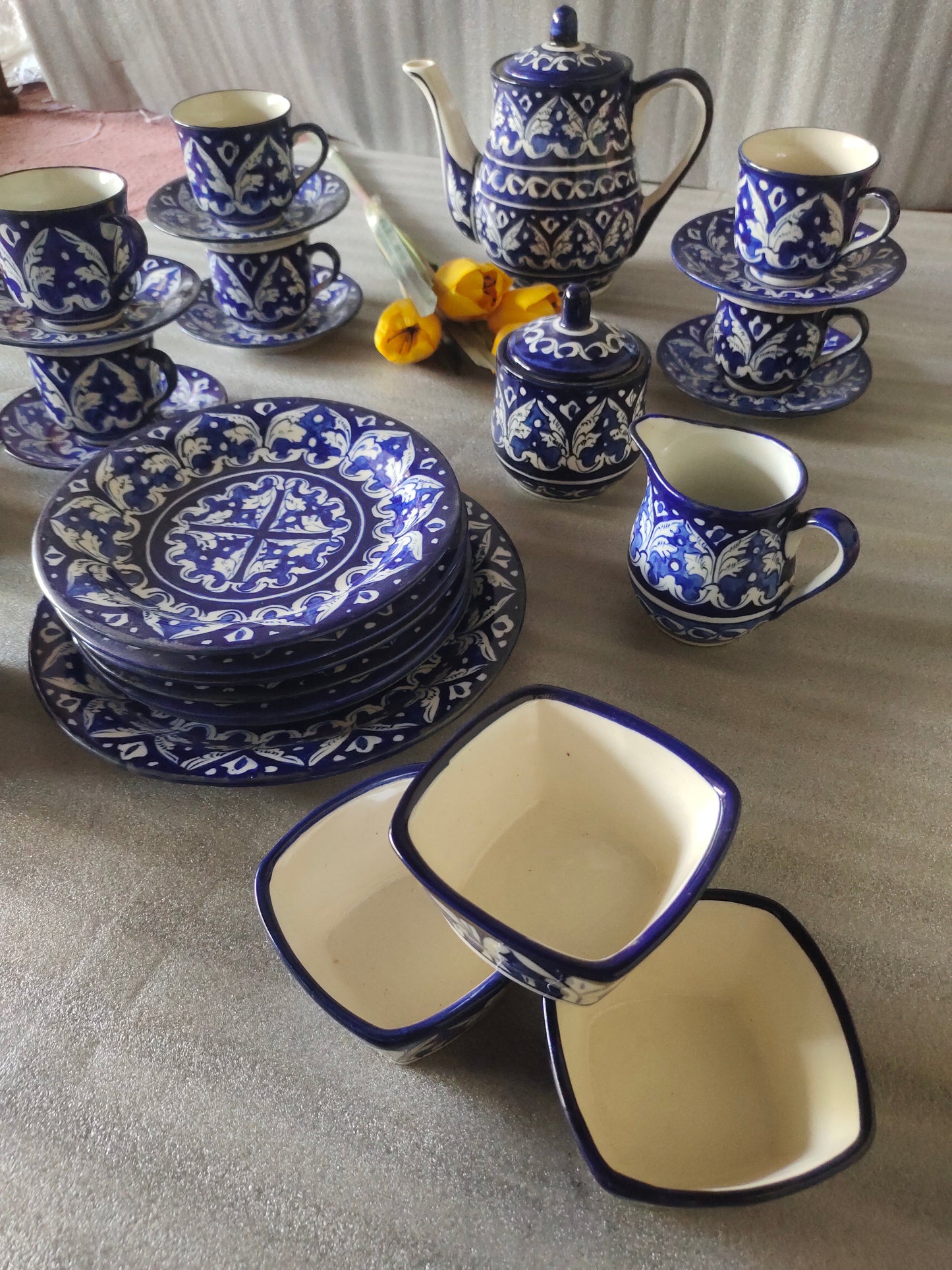 Ceramic Handmade Customized Pottery Breakfast set | Nashta Set | Ceramic Tea set | Side plates | Unique gift for coffee lover |purchase as a set