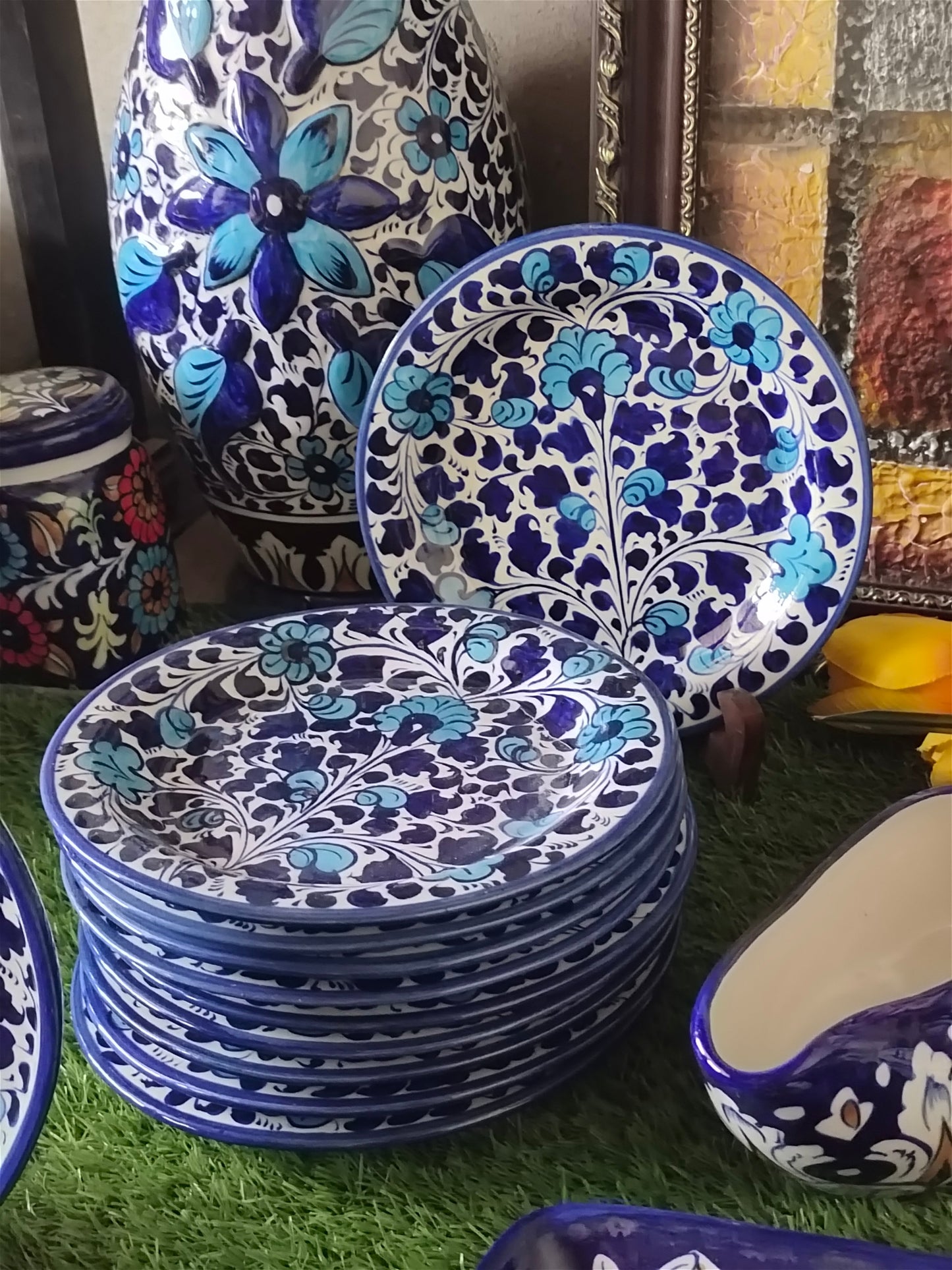 Ceramic Handmade Half Plate Multani Design | SIZE 8 INCH