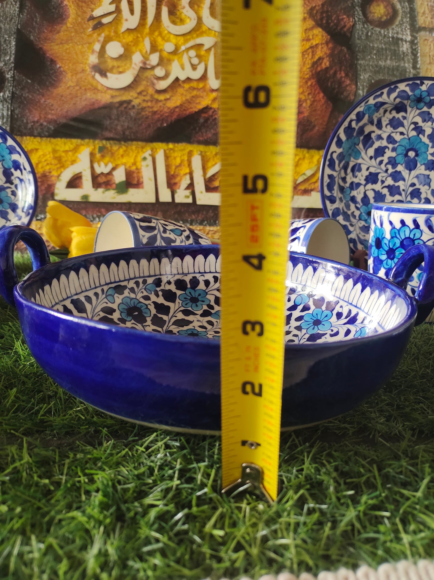 Ceramic Handmade Handle Karahi - Multani Design Handmade | Size 9 inch