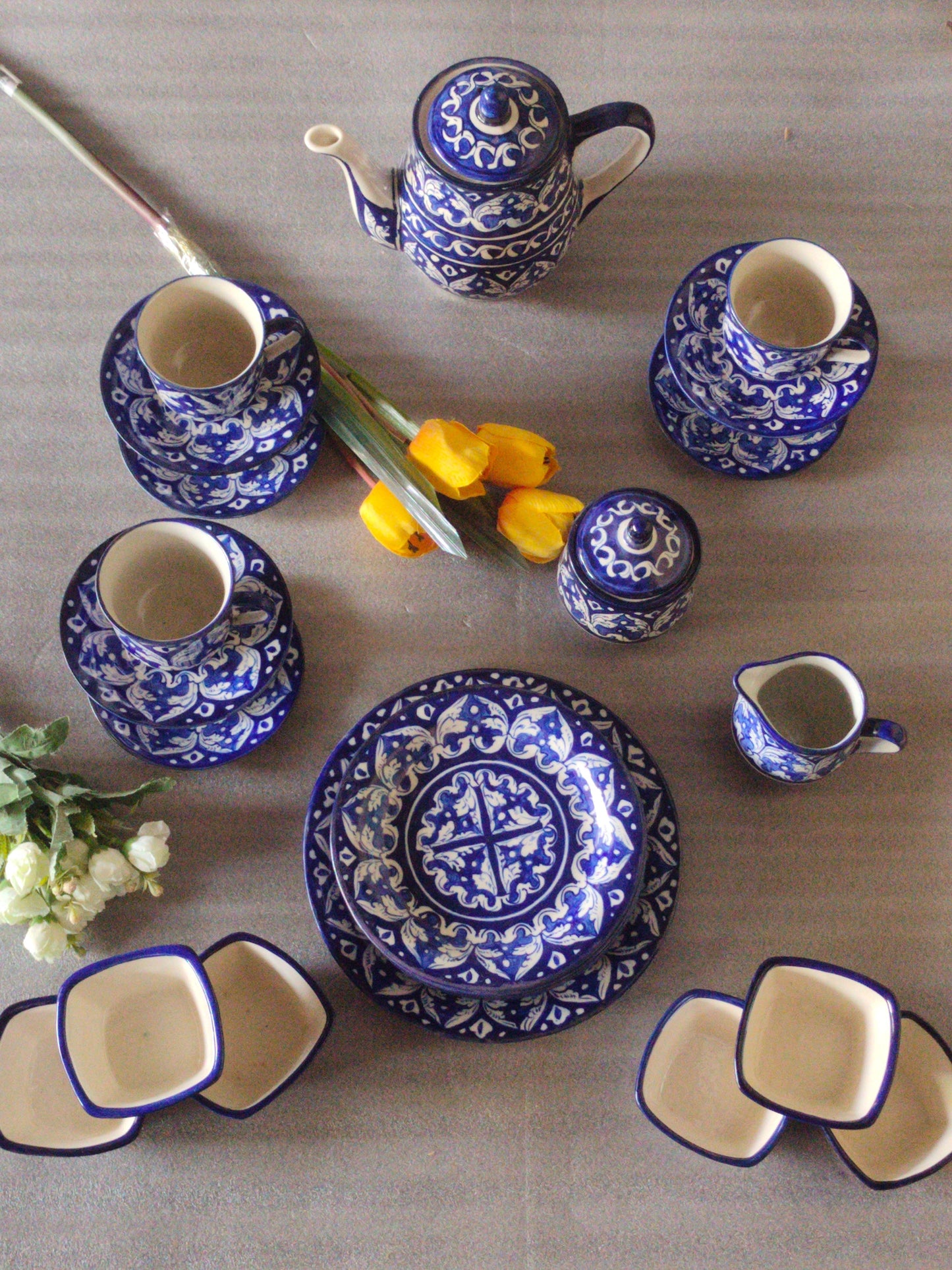 Ceramic Handmade Customized Pottery Breakfast set | Nashta Set | Ceramic Tea set | Side plates | Unique gift for coffee lover |purchase as a set
