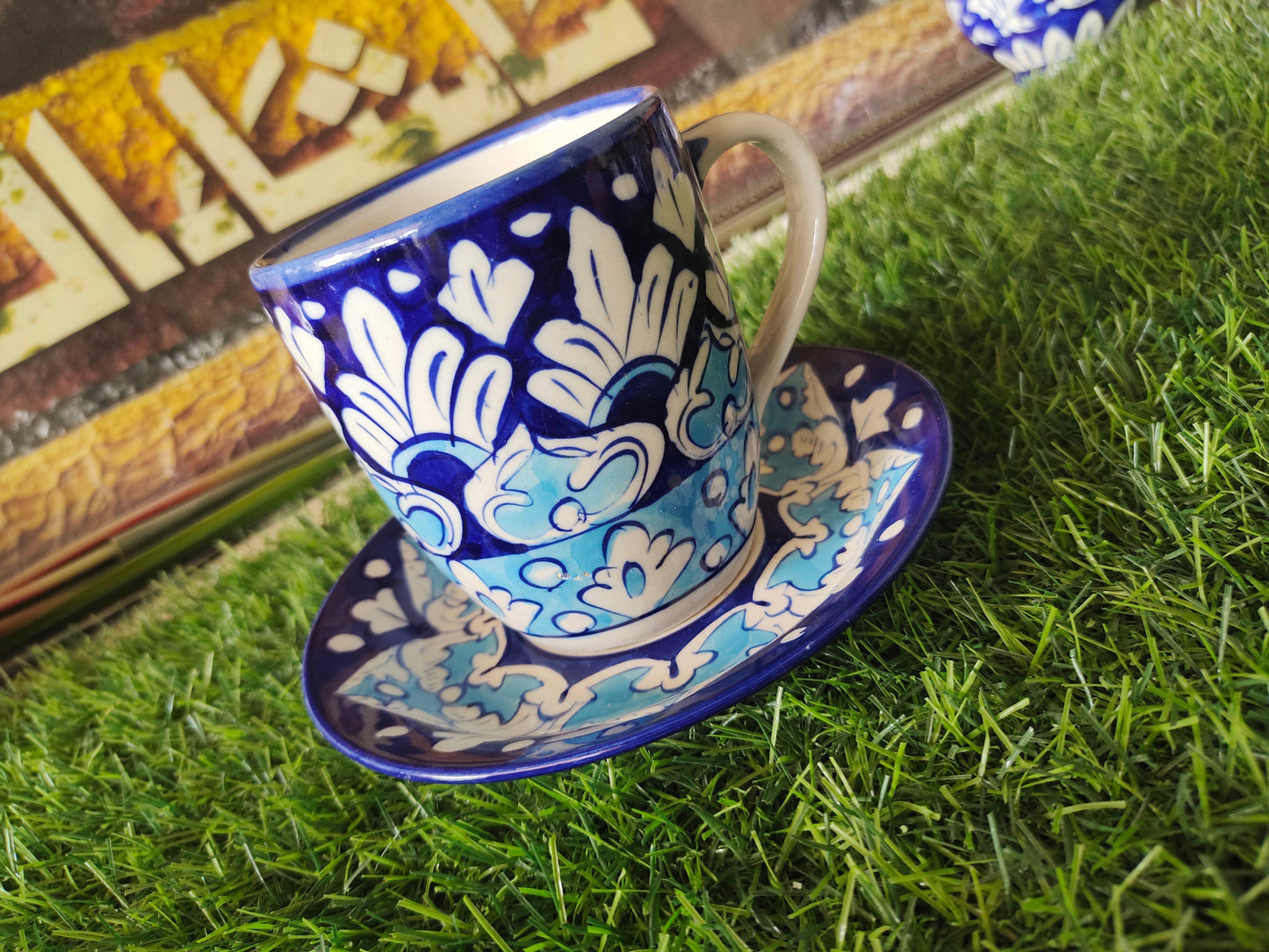 Ceramic Handmade Tea Mug with Saucer Plate
