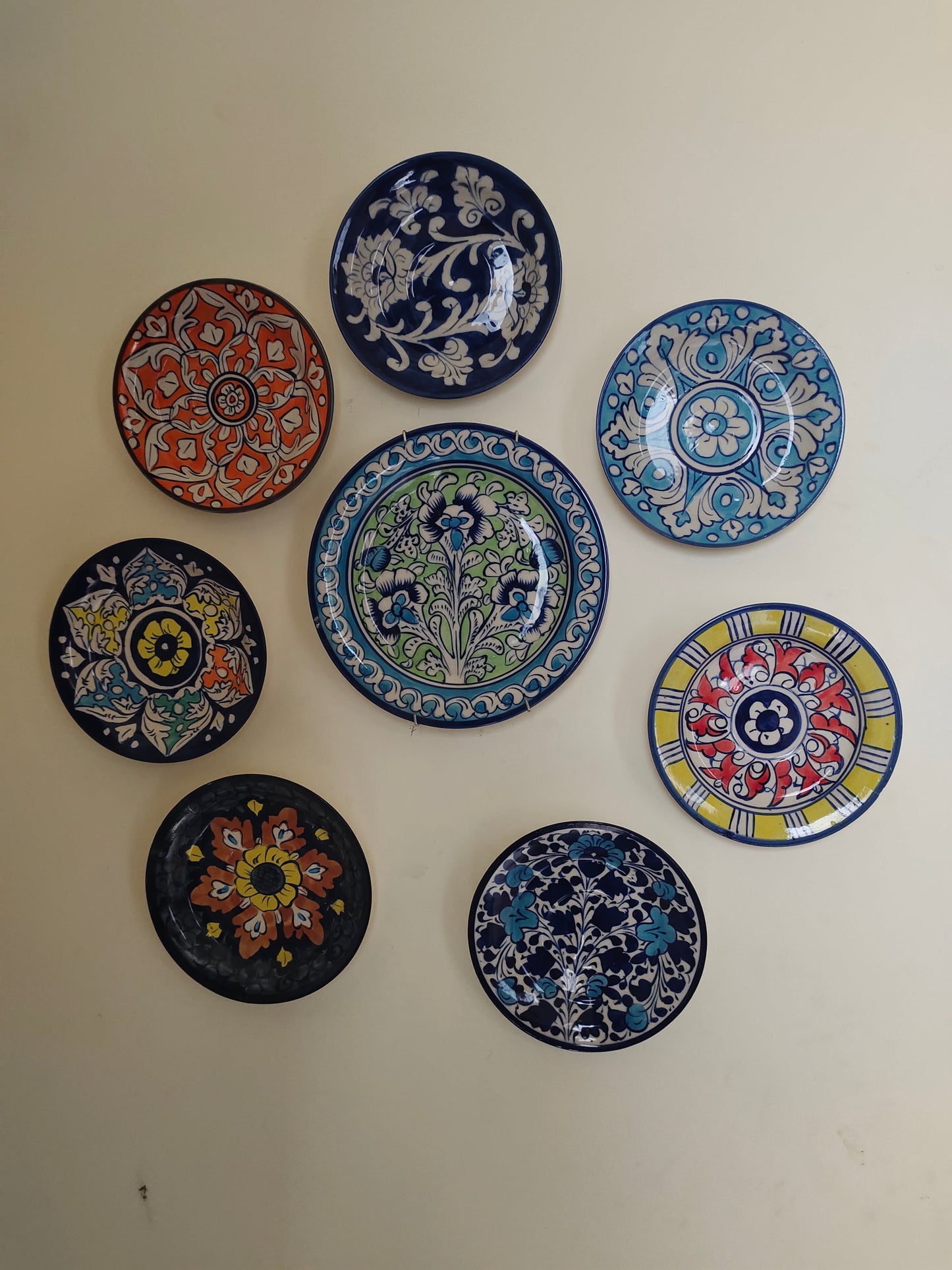 Ceramic Handmade Plate Set | Calligraphy Wall Art | Wall Art | 8 pcs set