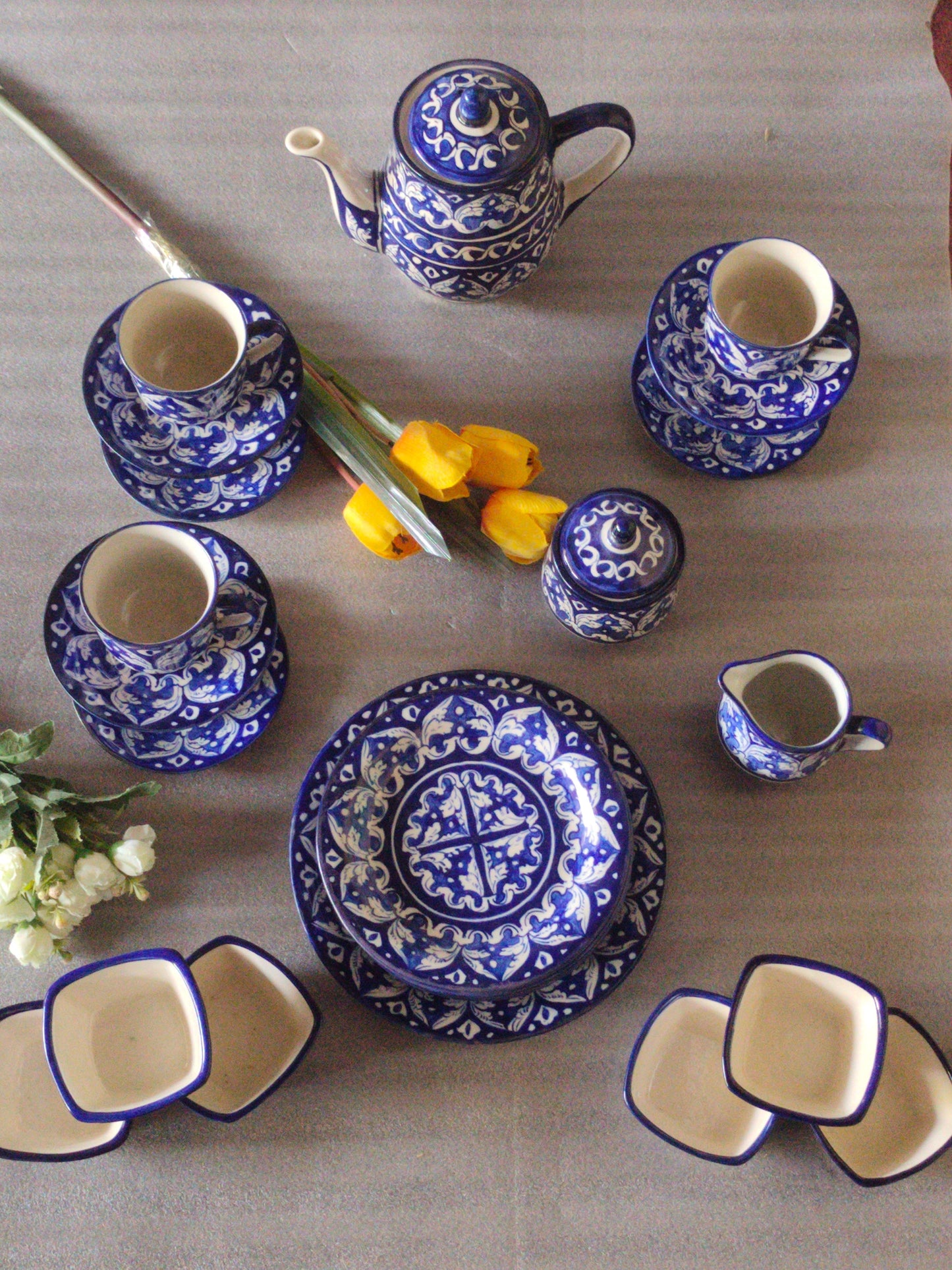 Ceramic Handmade Customized Pottery Breakfast set | Nashta Set | Ceramic Tea set | Side plates | Unique gift for coffee lover |purchase as a set