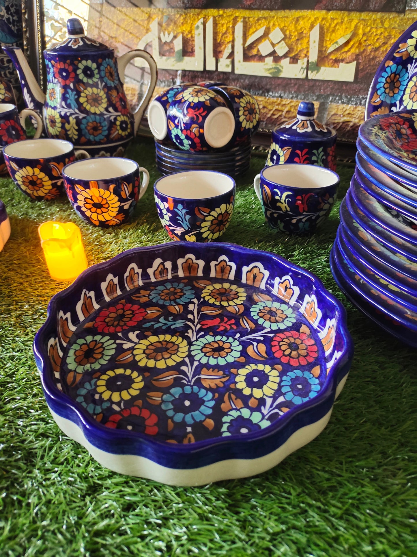 Ceramic Customized Dinner Set Handmade | 12 Person Servings | J Design | Total 56 pcs