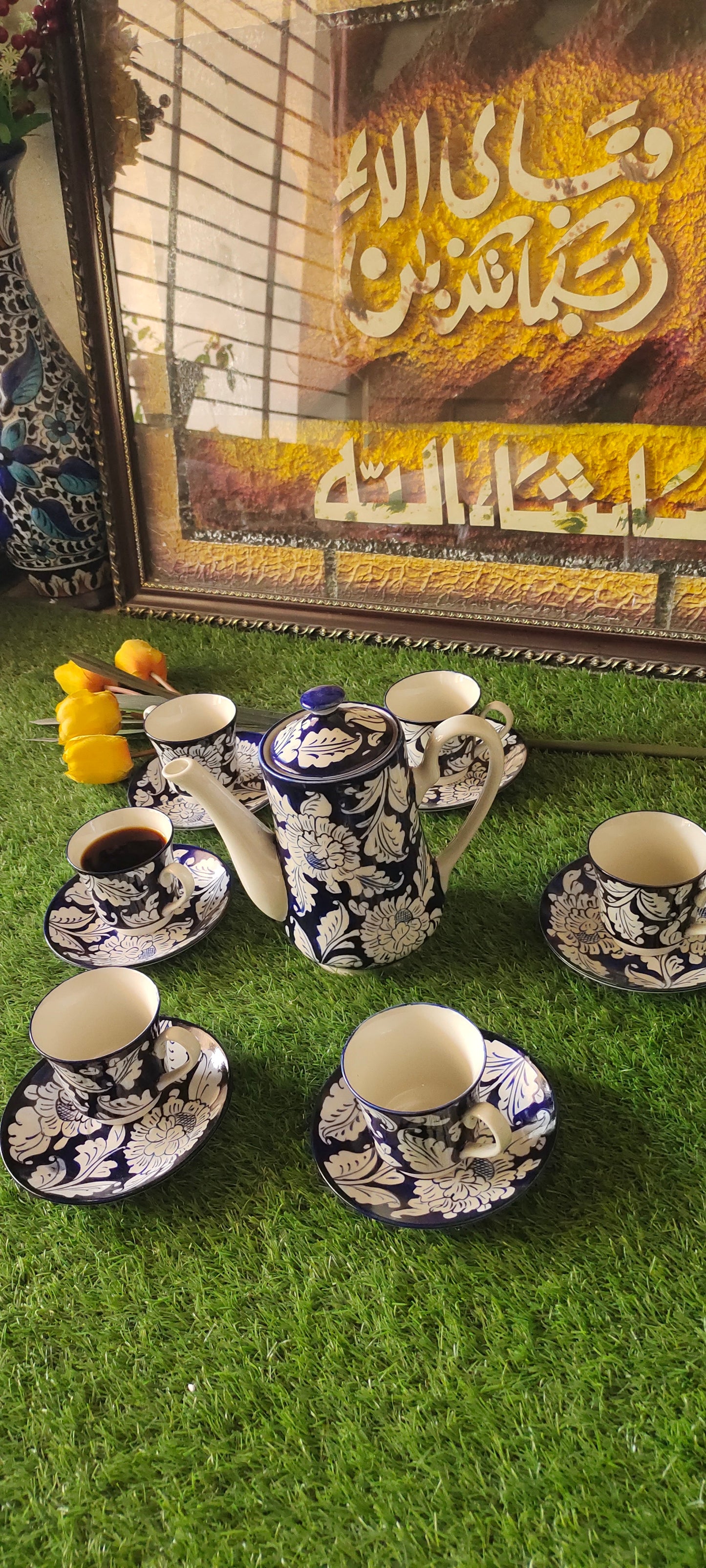 Ceramic Handmade Kahwa Set Complete | 13 Pcs |