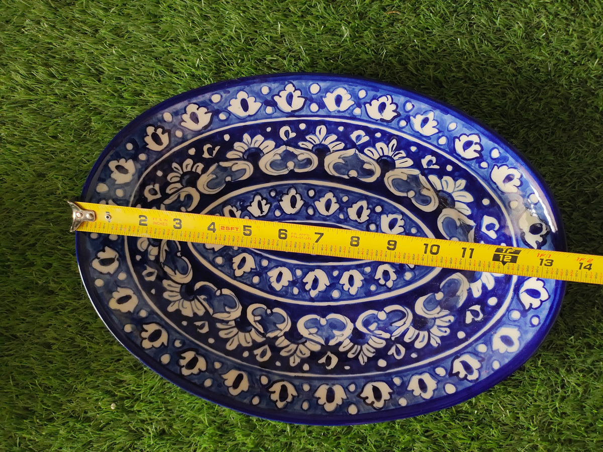Ceramic Handmade Rice Platter Dish | Khaadi Blue Design | Size 14 inch