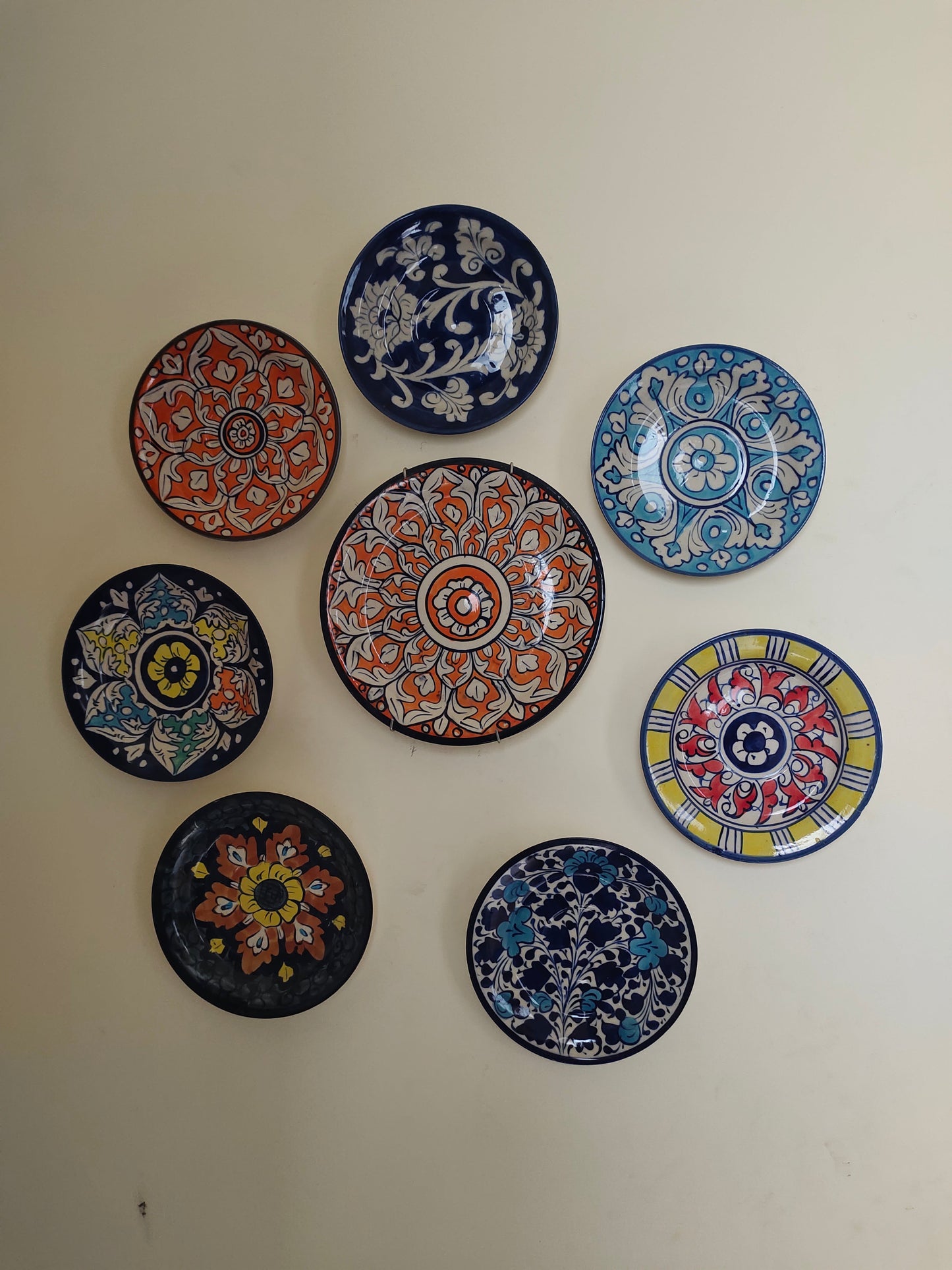 Ceramic Handmade Plate Set | Calligraphy Wall Art | Wall Art | 8 pcs set