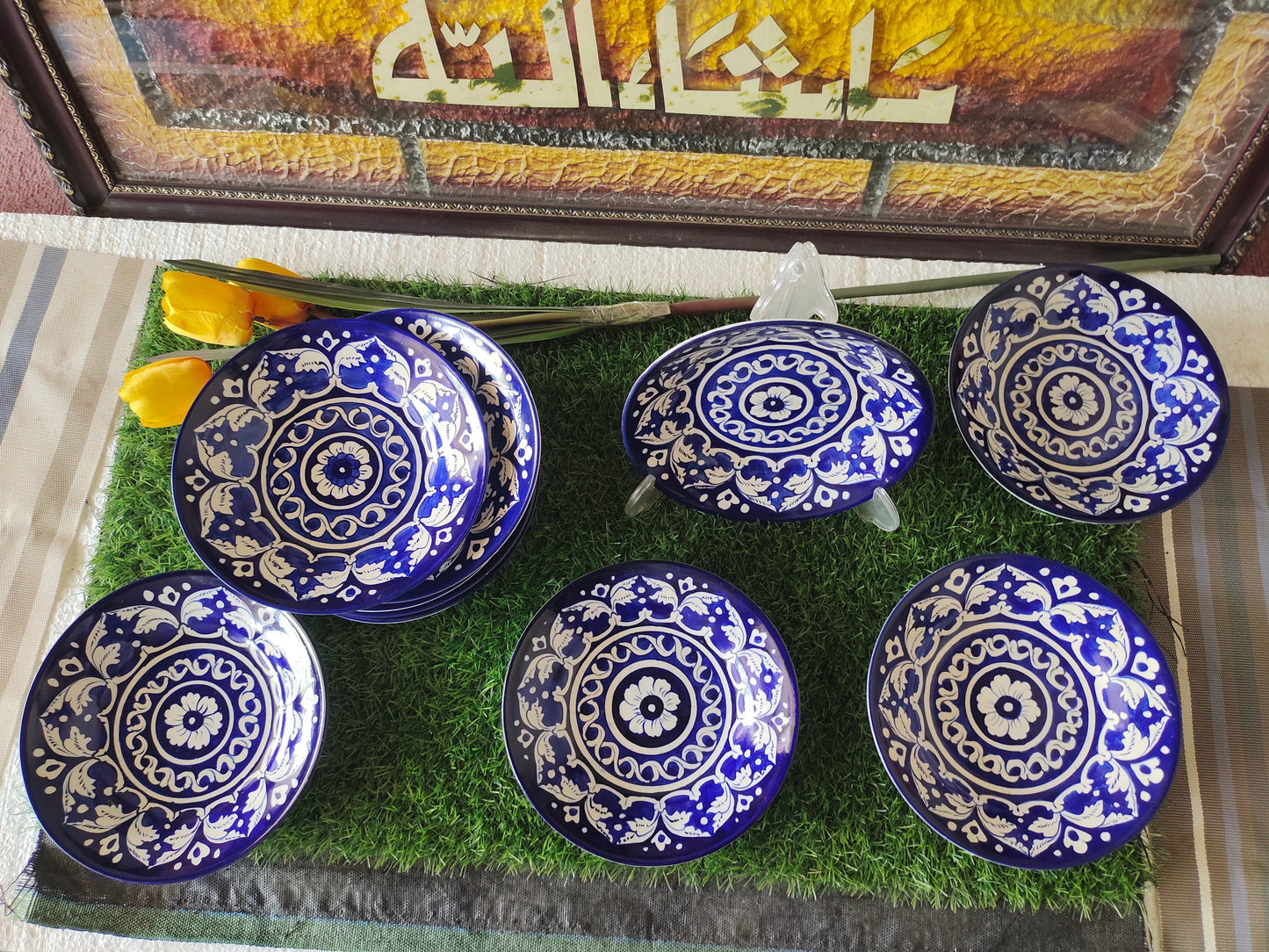 Ceramic Handmade Blue Deep Plate | Size 8 inch | Ghauri Design