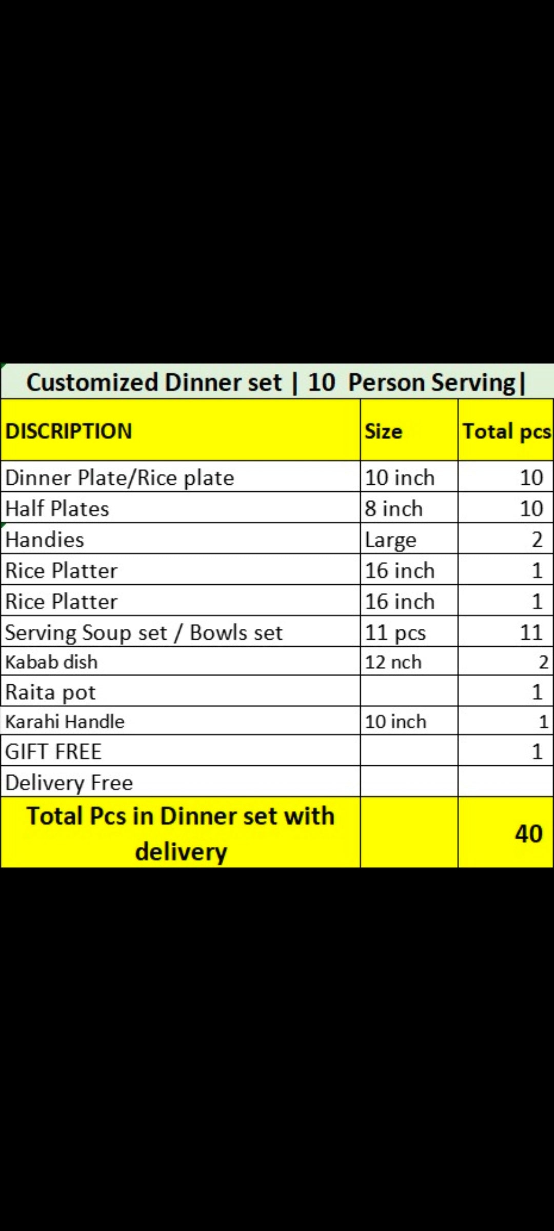Ceramic Handmade Dinner Set | 10 Men Set | 40 Pcs | Ghauri Design