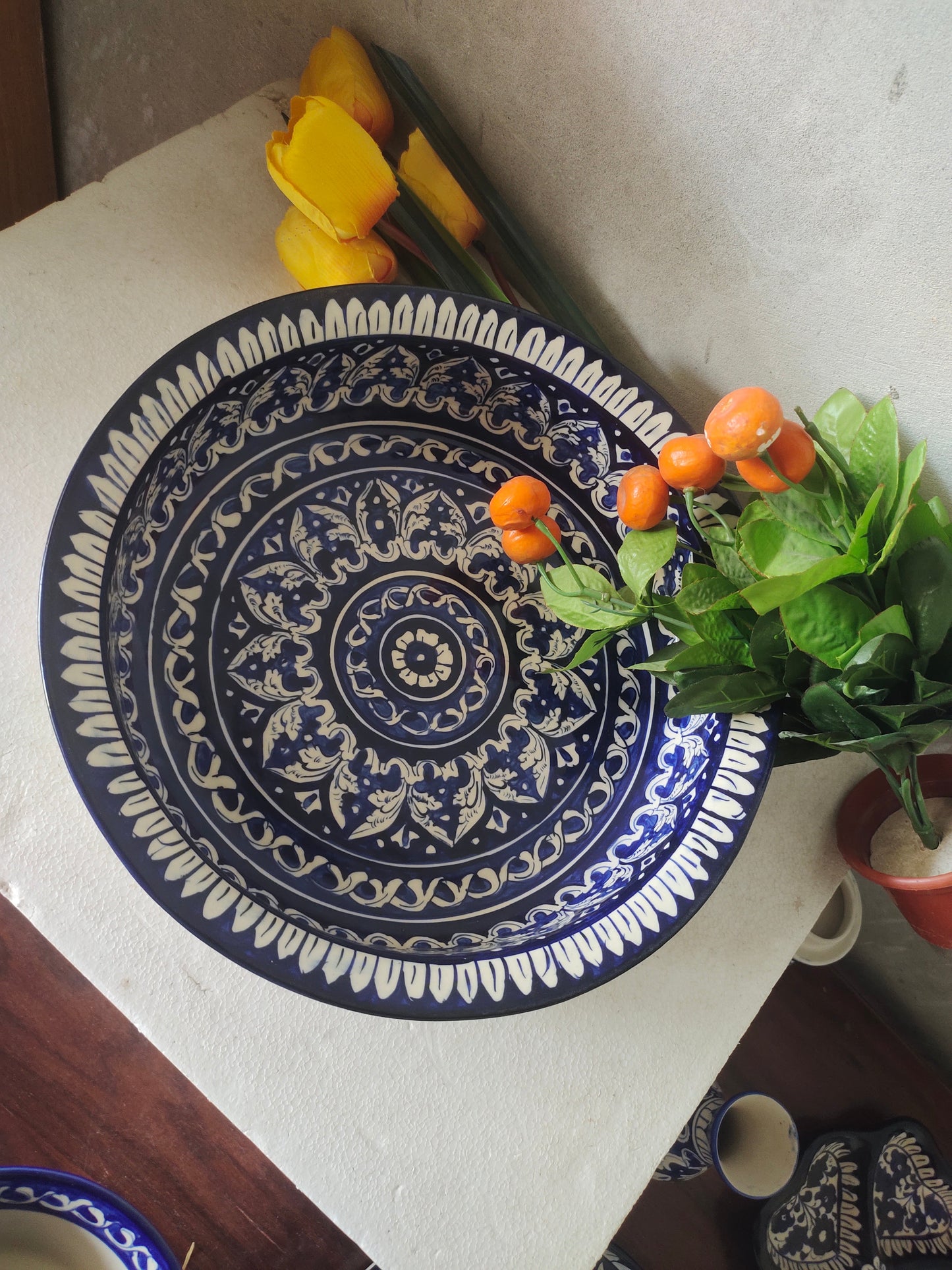Ceramic Handmade Gauri Fruit Bowl | Large Size 15 inch | Deep 3 inch