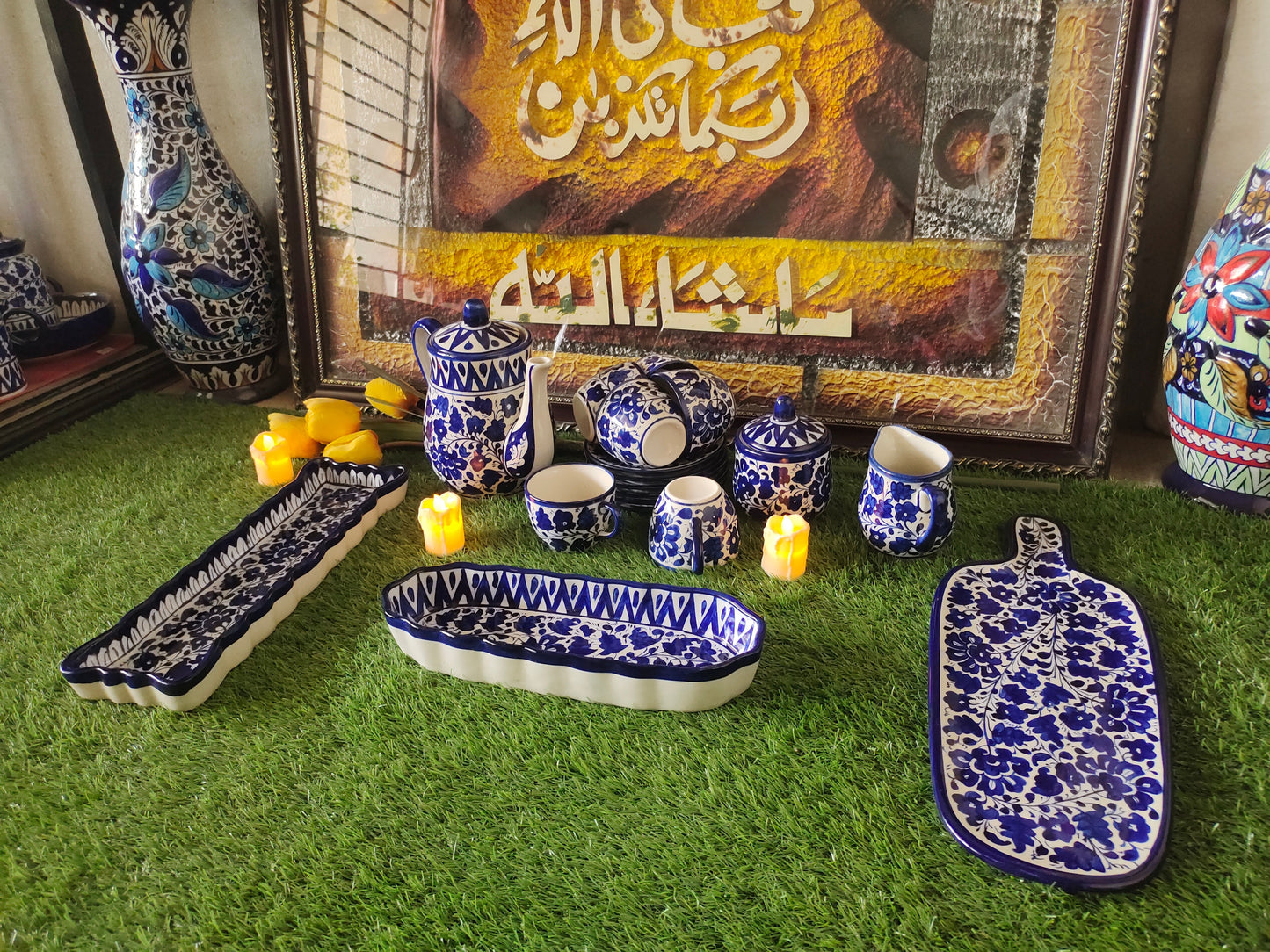 Ceramic Handmade Blue Pottery Beautiful Serena Design Customized Nashta Set | Breakfast Tea Set