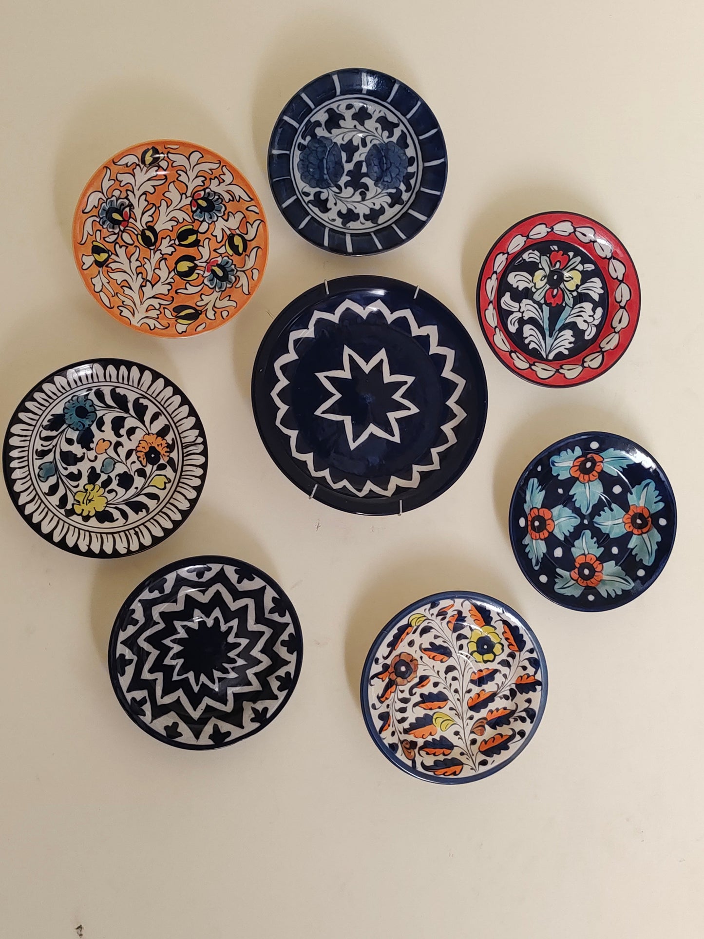 Ceramic Handmade Wall Hanging Set | 8 Plates Set | Wall Art