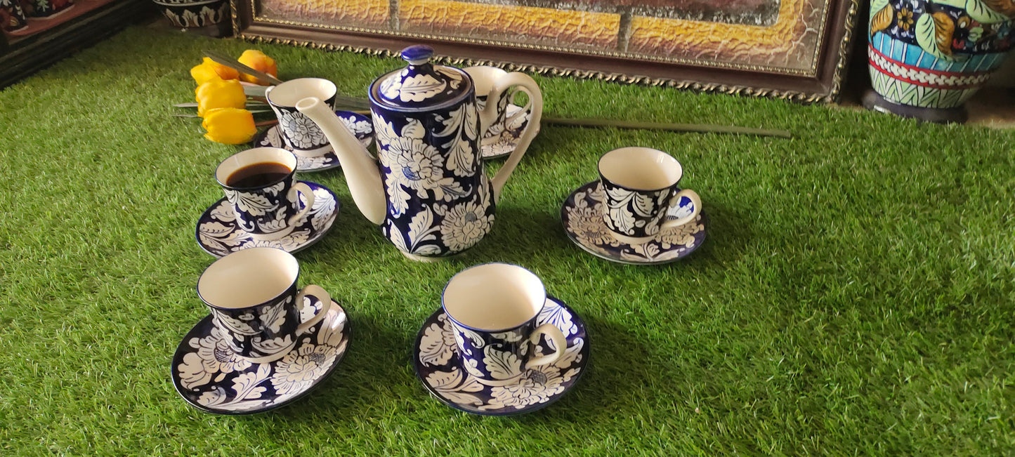 Ceramic Handmade Kahwa Set Complete | 13 Pcs |
