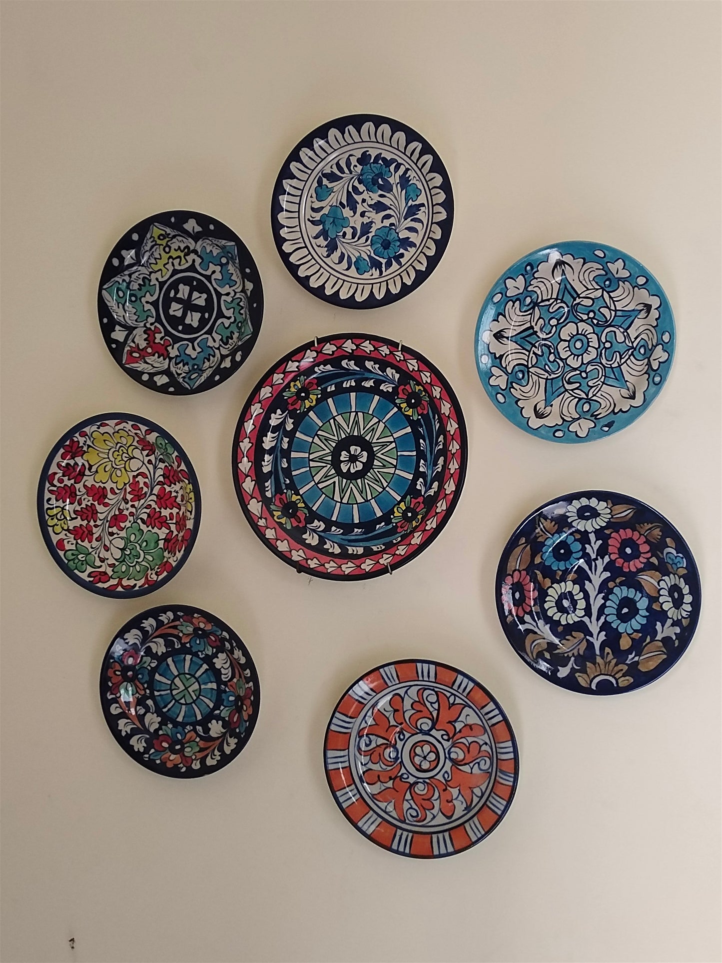 Ceramic Handmade Wall Hanging Plates | 8 plates set