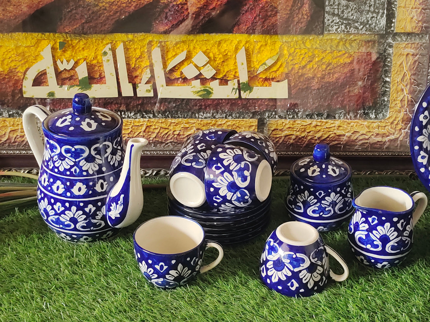 Ceramic Handmade Dinner Set |6 Men Set | Qty 49 pcs | Khaadi Blue Design