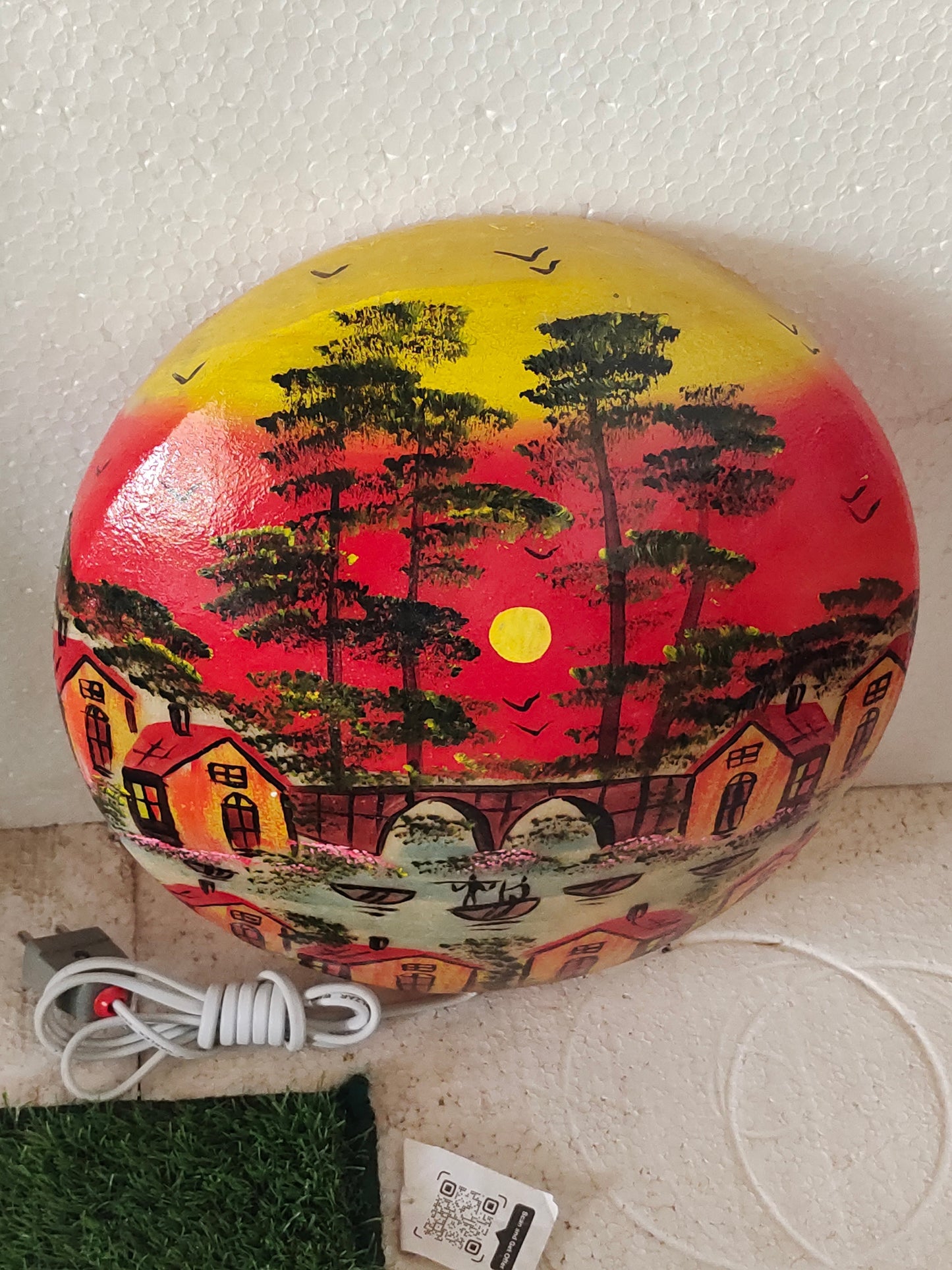 Handmade Camel Skin Lamp Red House Wall Plate | Size 12 inch