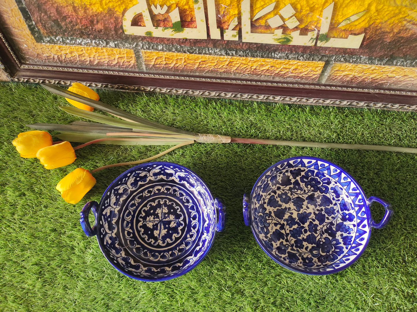 Ceramic Handmade Handle Karahi | Size 9 inch