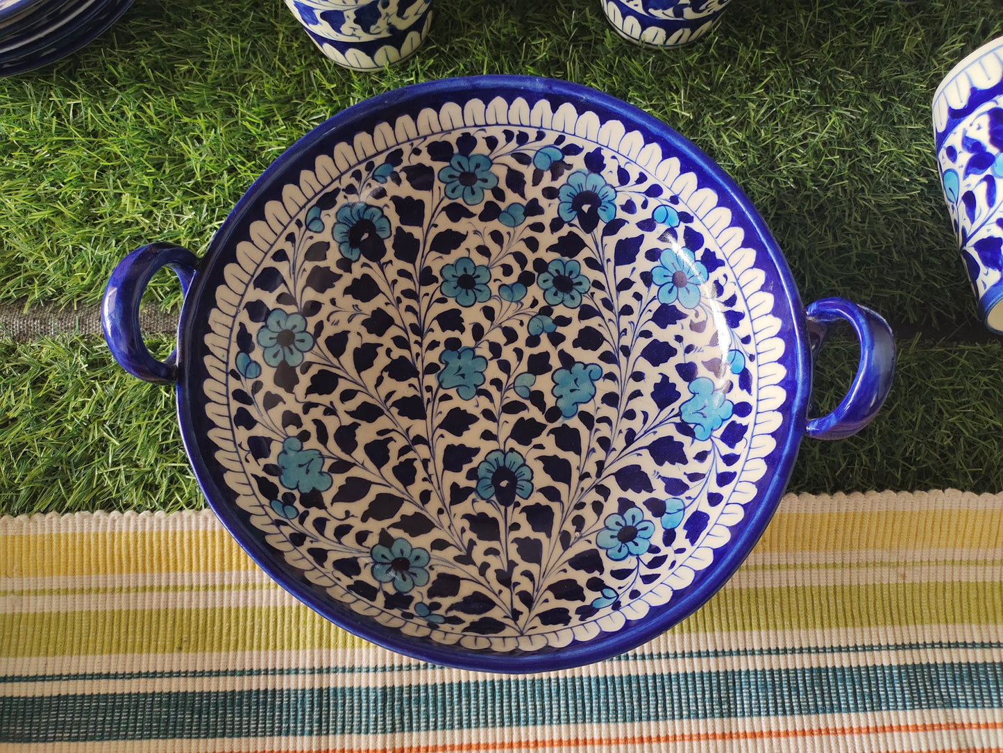 Ceramic Handmade Handle Karahi - Multani Design Handmade | Size 9 inch